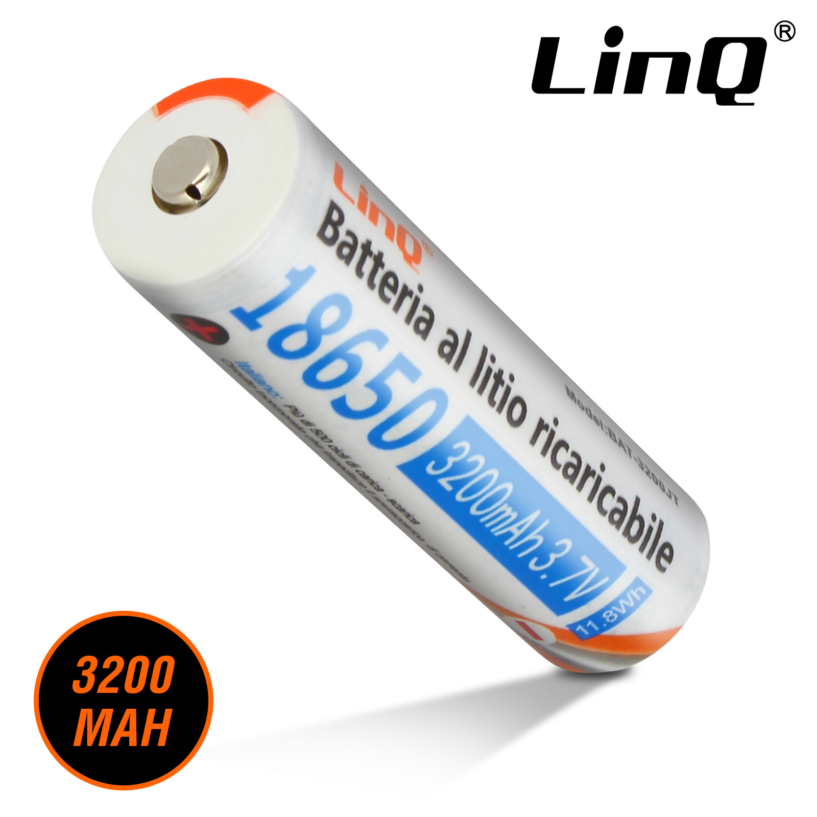 2x Piles 18650 Rechargeables 3200mAh / 3.7V LinQ, p. Talkie Walkie,  Appareil Photo, Mini ventilateur - Franais