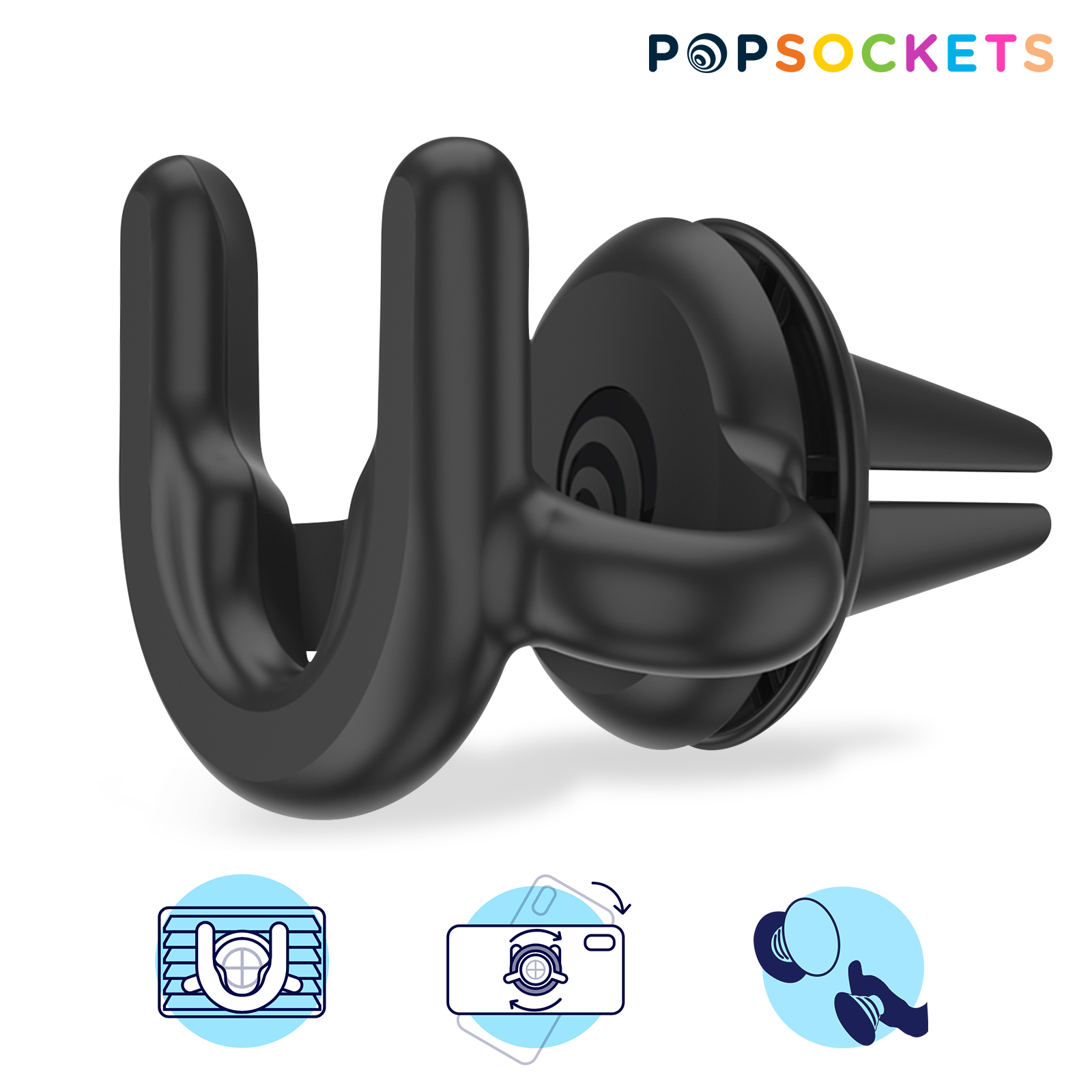 Supporto PopSockets Per Auto A Ventola – Nero, Universale, A Clip