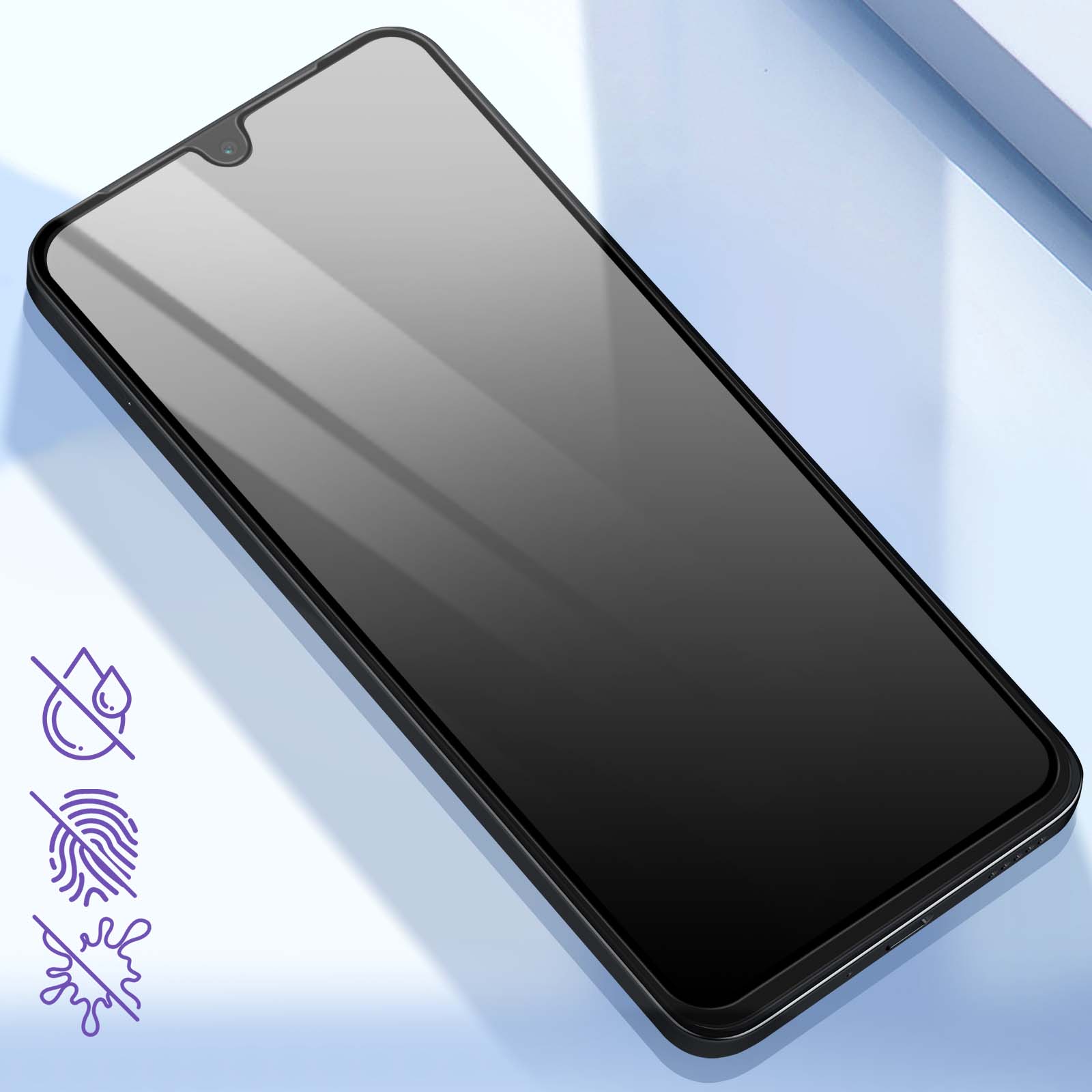 Verre Trempé Anti-espion iPhone 16 Pro - Adhésion Totale Noir - Français