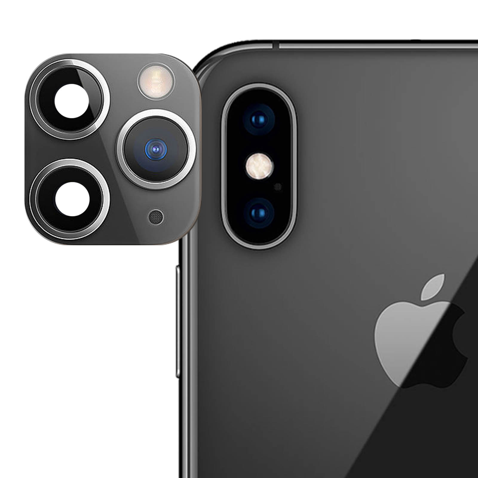 Lente protectora falsa cámara iPhone 11 Pro y 11 Por Max – Negro