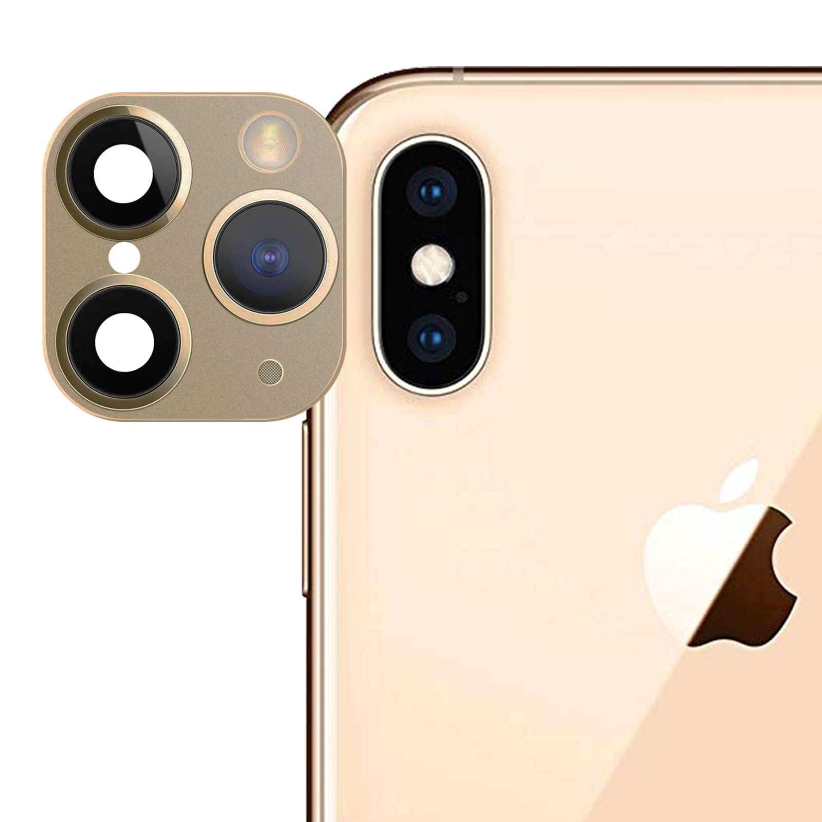 Lente protectora falsa cámara iPhone 11 Pro y 11 Por Max – Dorado