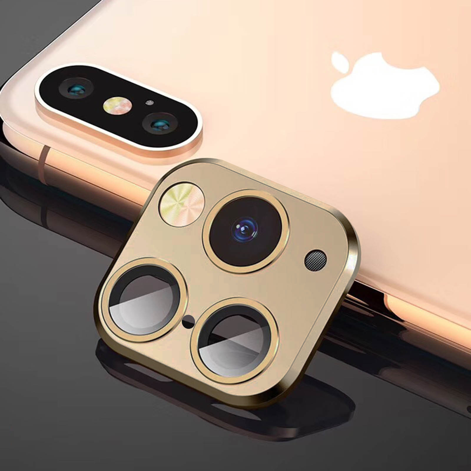 Lente protectora falsa cámara iPhone 11 Pro y 11 Por Max – Dorado