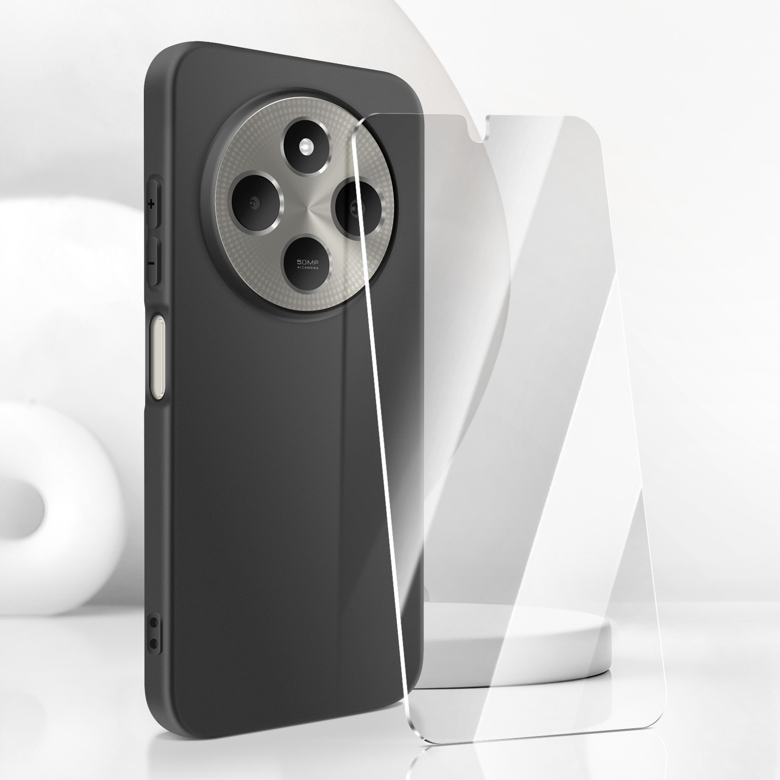 Custodia Trasparente Phoona Per Xiaomi Redmi 14C E Poco C75, Con 2 Vetri Temperati 9H, Ultra Sottile E Antiurto