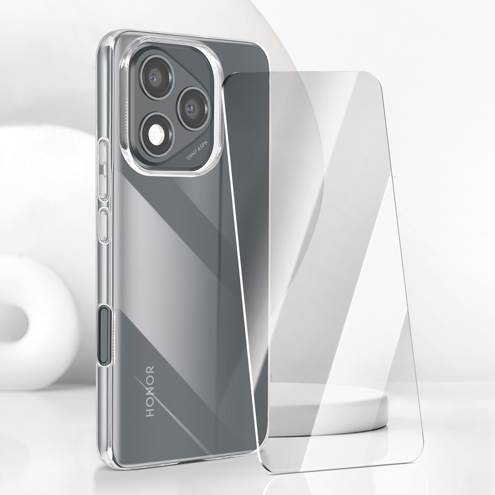 Custodia 2 in 1 per Honor 400 Lite, in vetro temperato con pellicola