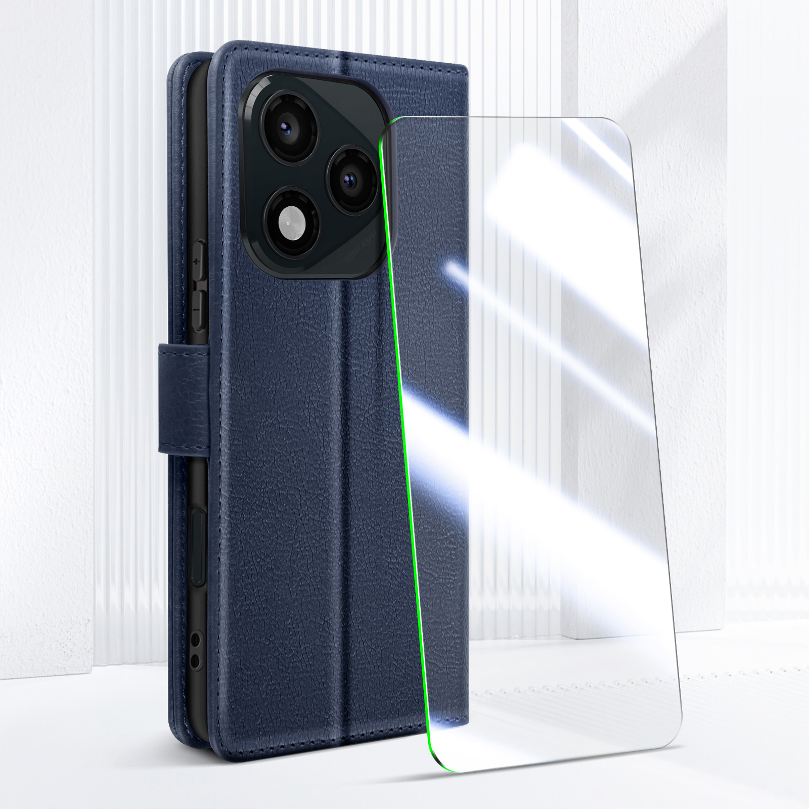 Young & Min Cover Per Honor 9X Lite + Pellicola Vetro Temperato, Custodia Sottile In TPU Antiurto, Bumper Case Nero - 3