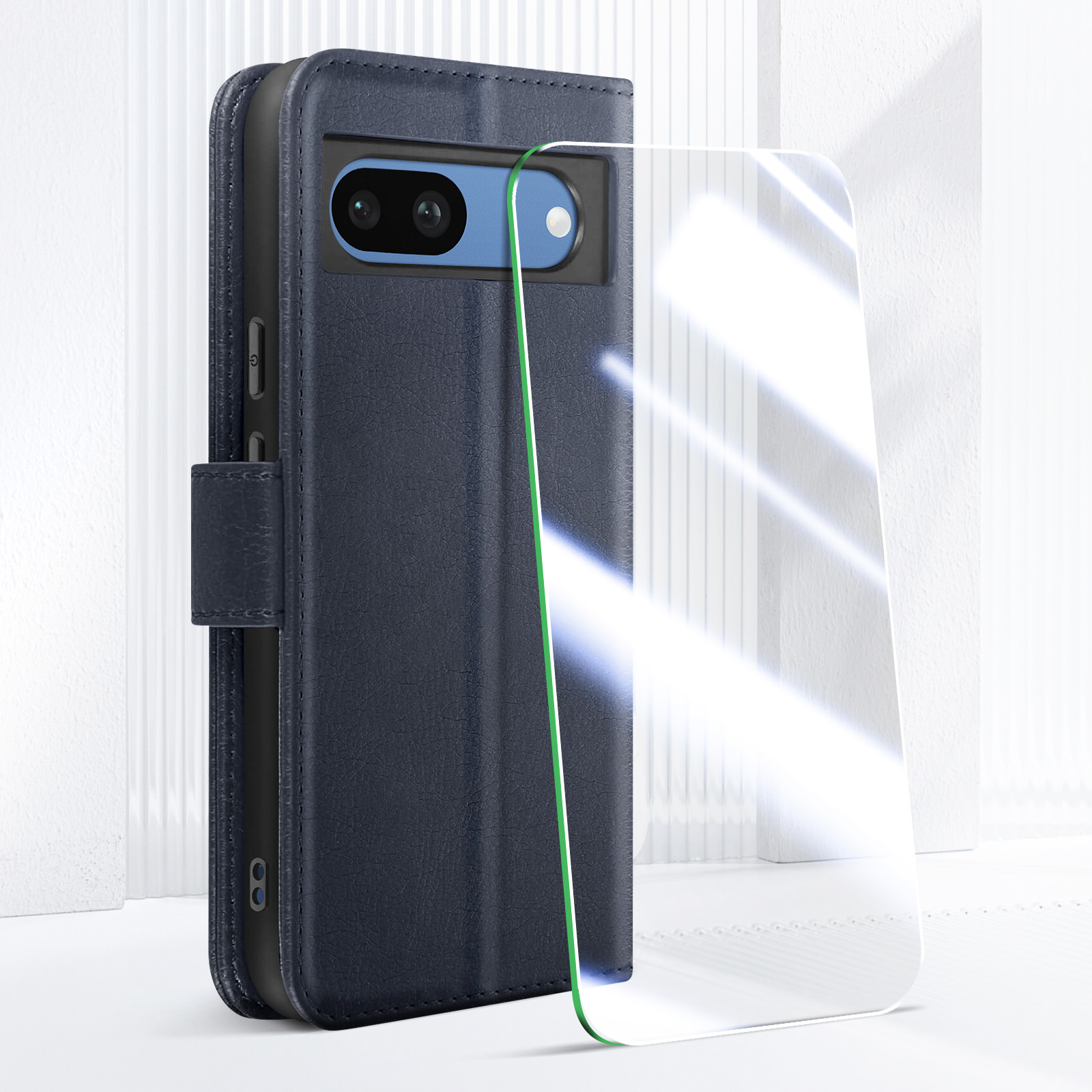 Verco Custodia A Libro In Similpelle Con Supporto E Slot Portacarte Per Google Pixel 8 – Blu