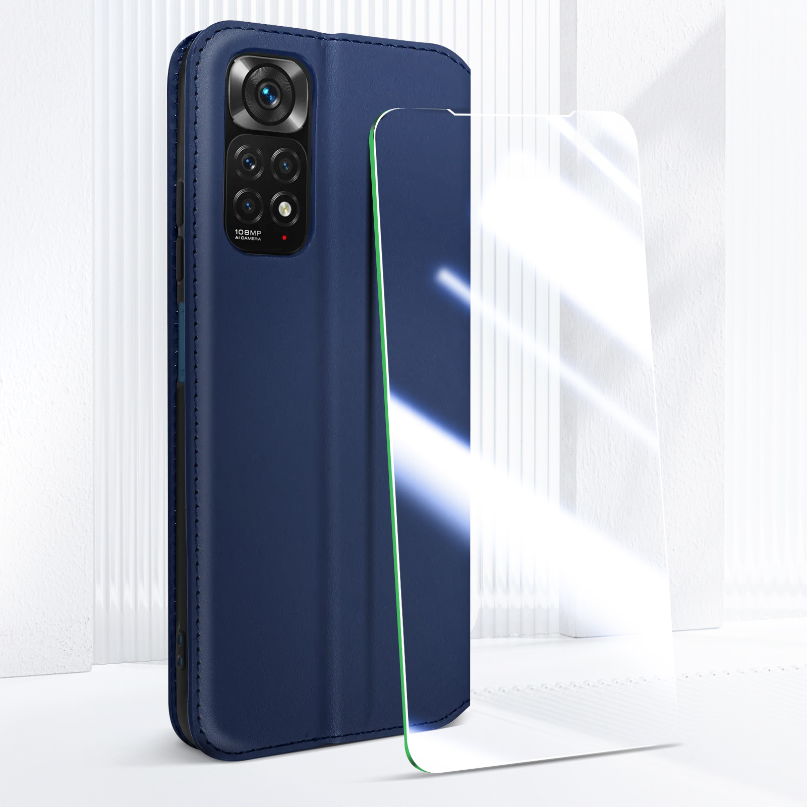 Coque à Rabat En Cuir PU Xiaomi Redmi Note 11 4G - Fenêtre Visible Aimant Invisible Violet