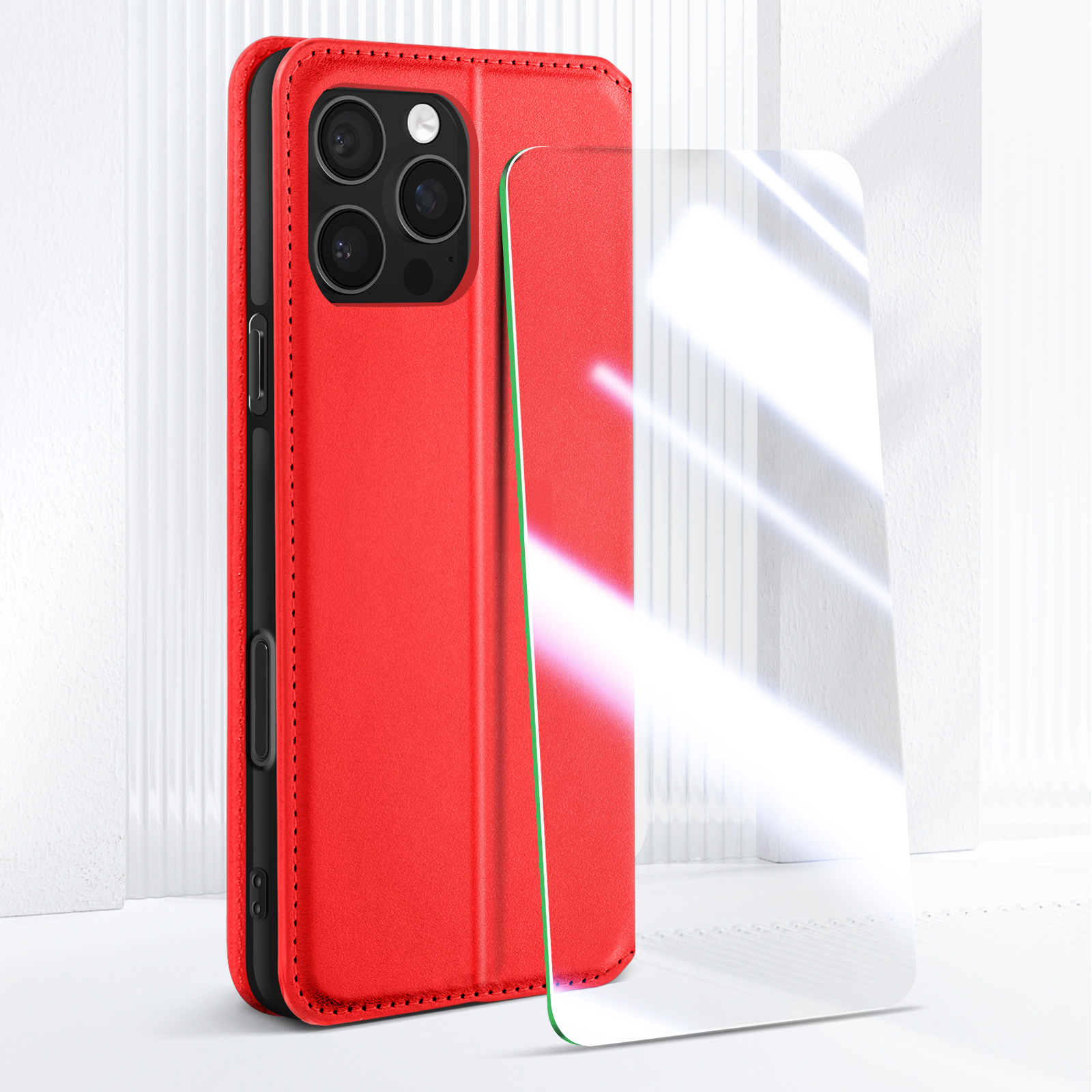 TUCCH Cover per iPhone 16 Pro Max 5G, Custodia Rimovibile 2 in 1 Blocco RFID Portafoglio Pelle PU Antiurto TPU Ricarica Wireless Cavalletto Elevata