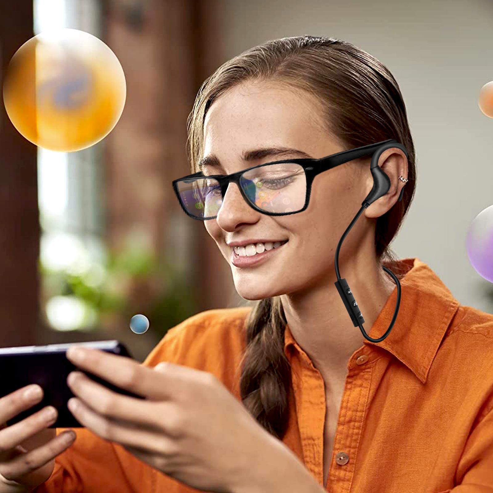 Cuffia Wireless Bluetooth Da Collo - Altoparlante Portatile Con Microfono, Bassi Potenziati, 12h Autonomia, Lettore SD