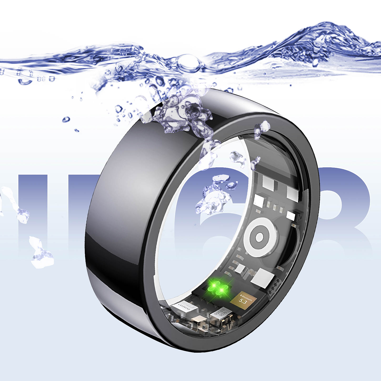 Bague Intelligente Suivi Santé Sportive - Batterie 7 Jours IP68 Alliage Céramique