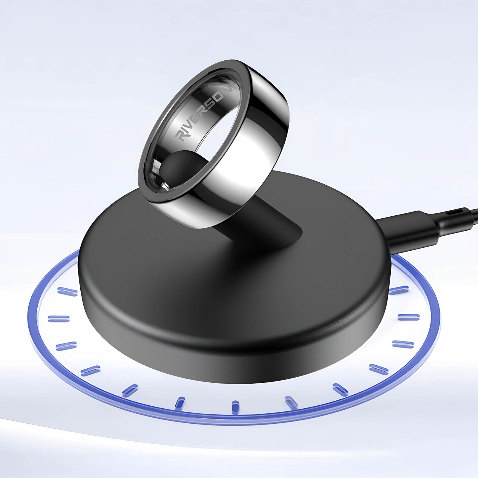 Bague intelligente bleue IP68 étanche avec application pour homme