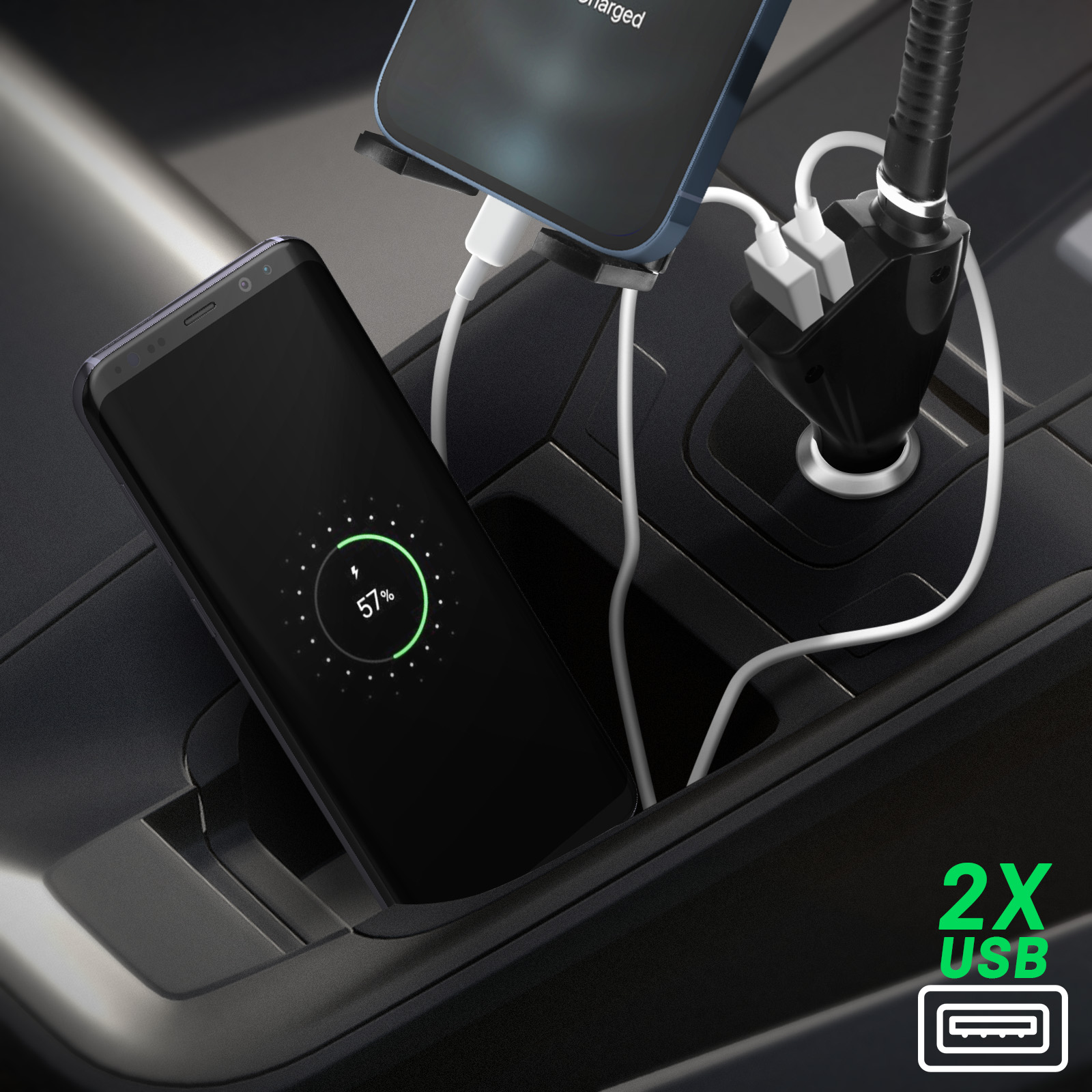 Support Voiture Actif avec 2x Prises USB - Franais