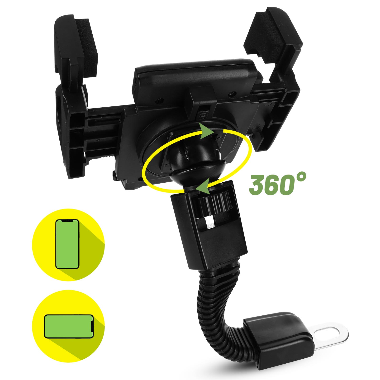 Yosoo Staffa Di Estensione Multifunzionale Per Specchietto Moto - Supporto Per Telefono, GPS, Luci LED, ABS Nero
