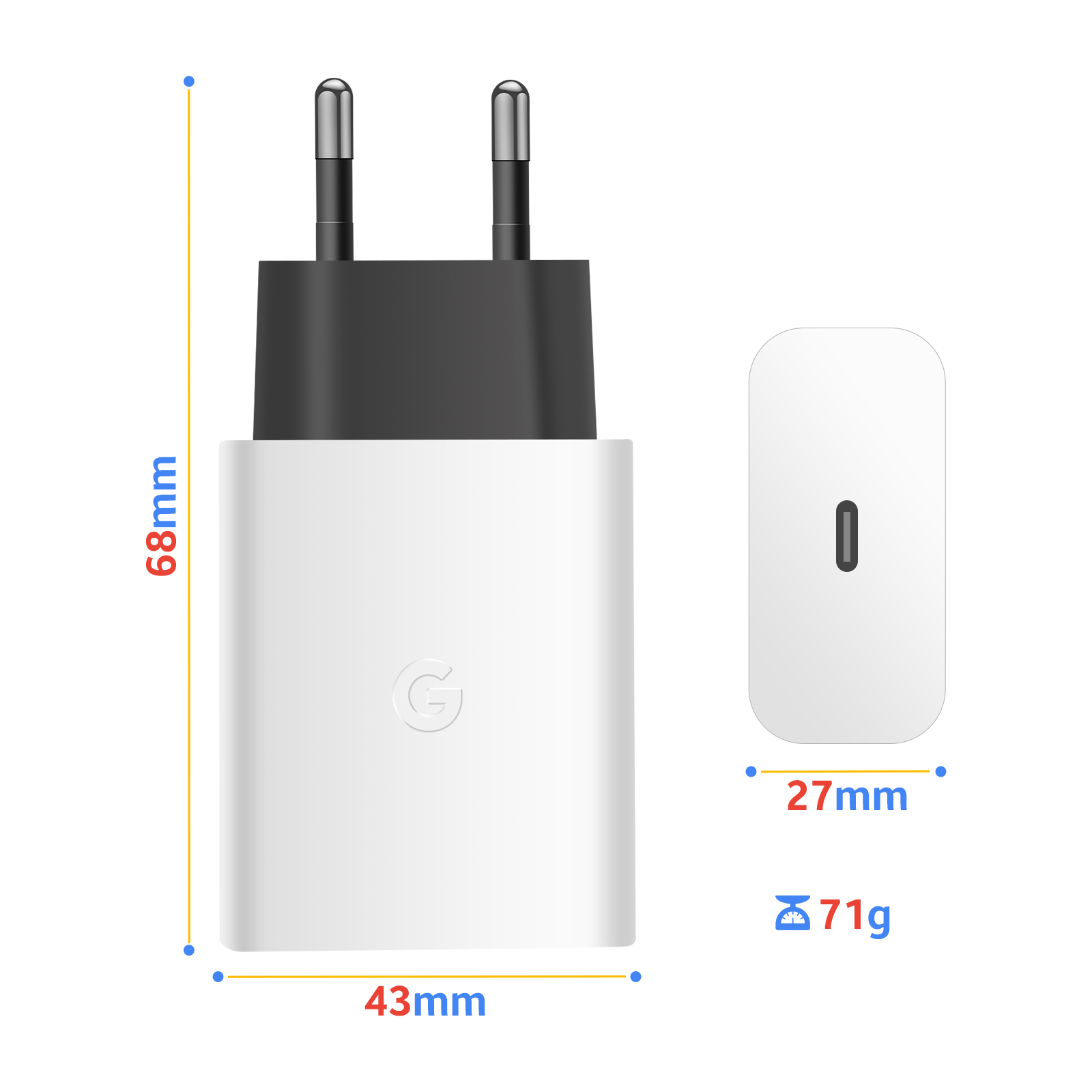 Caricatore USB C 30W Con 3 Porte (USB-C + USB-L + USB-A) - Alimentatore PD 3.0 E QC 3.0 Super Veloce Per IPhone, Galaxy, Pixel, Tablet - 3