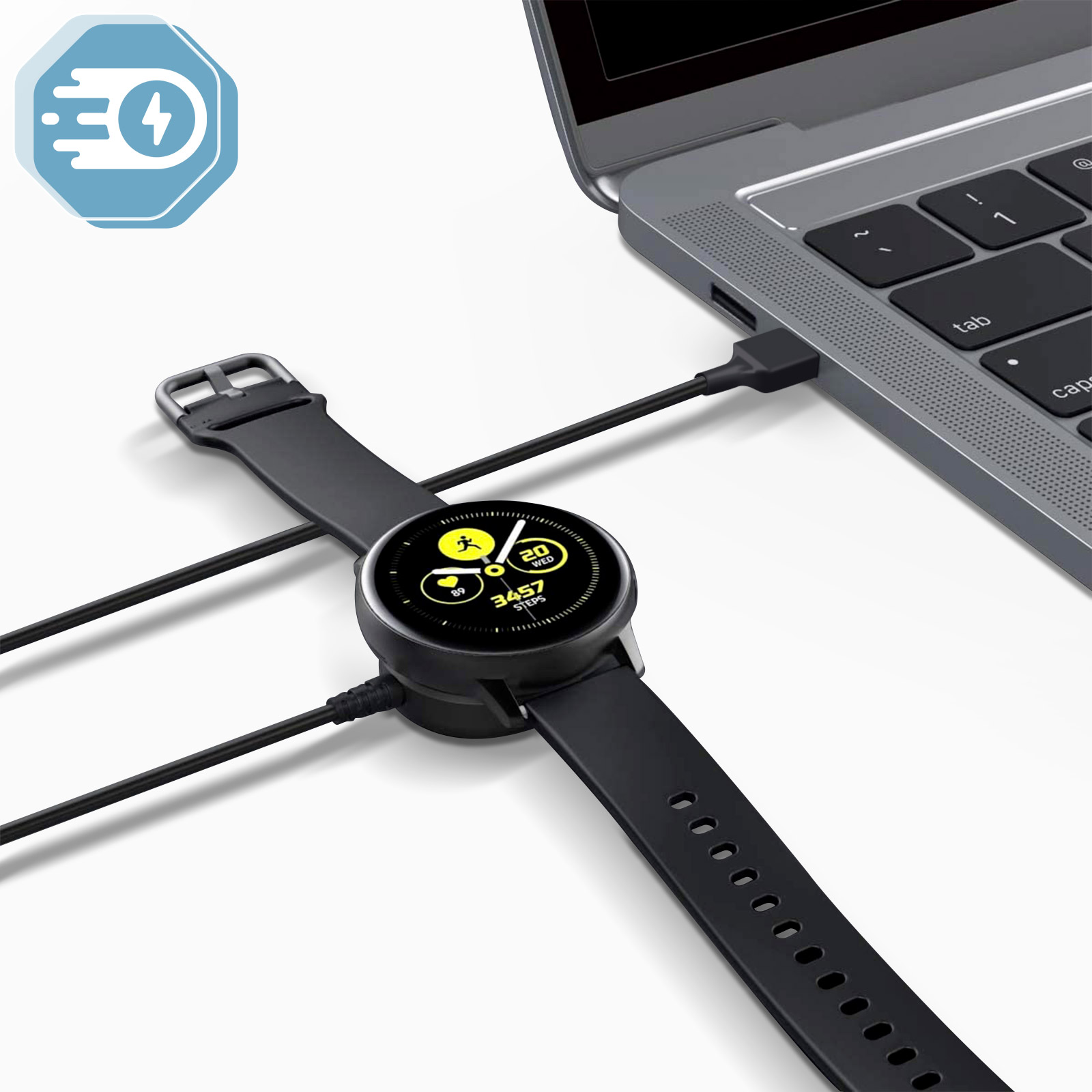 Yisica Caricatore magnetico per smart watch da 60 cm, USB a 2 pin, per caricabatterie Yamaha SW022, cavo di ricarica universale USB A per smartwatch a 2 pin da 4 mm per