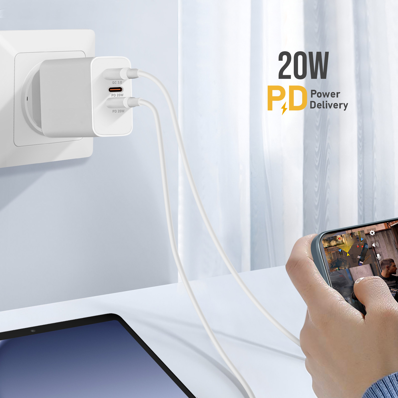 6 porte 30W6A Caricabatterie USB a carica rapida Adattatore di ricarica rapida da viaggio per 6 porte 30W6A Caricabatterie USB a carica rapida Adattatore di ricarica rapida da viaggio per