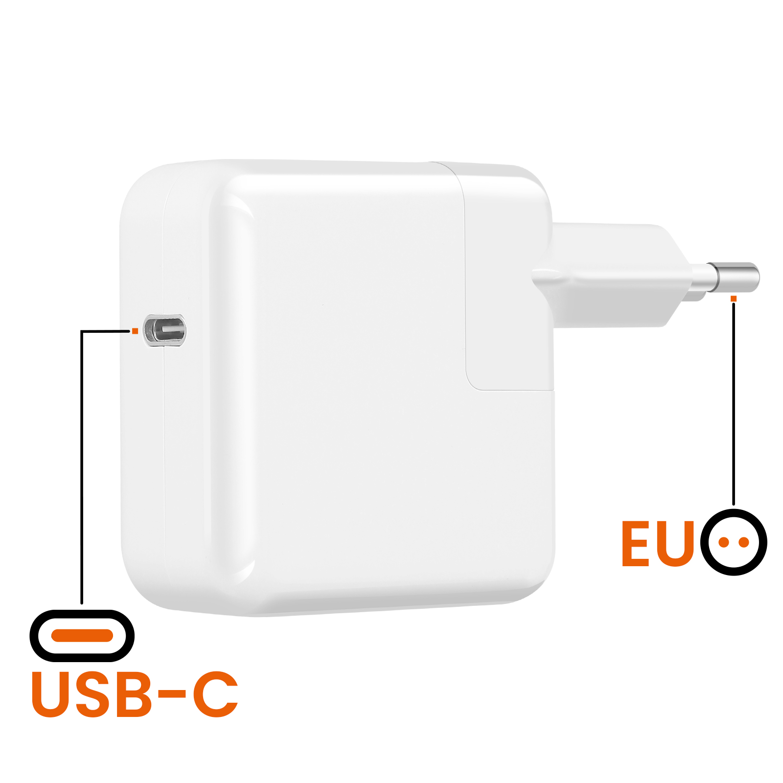 Caricatore USB-C 61W Per MacBook Pro/Air (2015-2020) &ndash; Alimentatore Bianco Universale