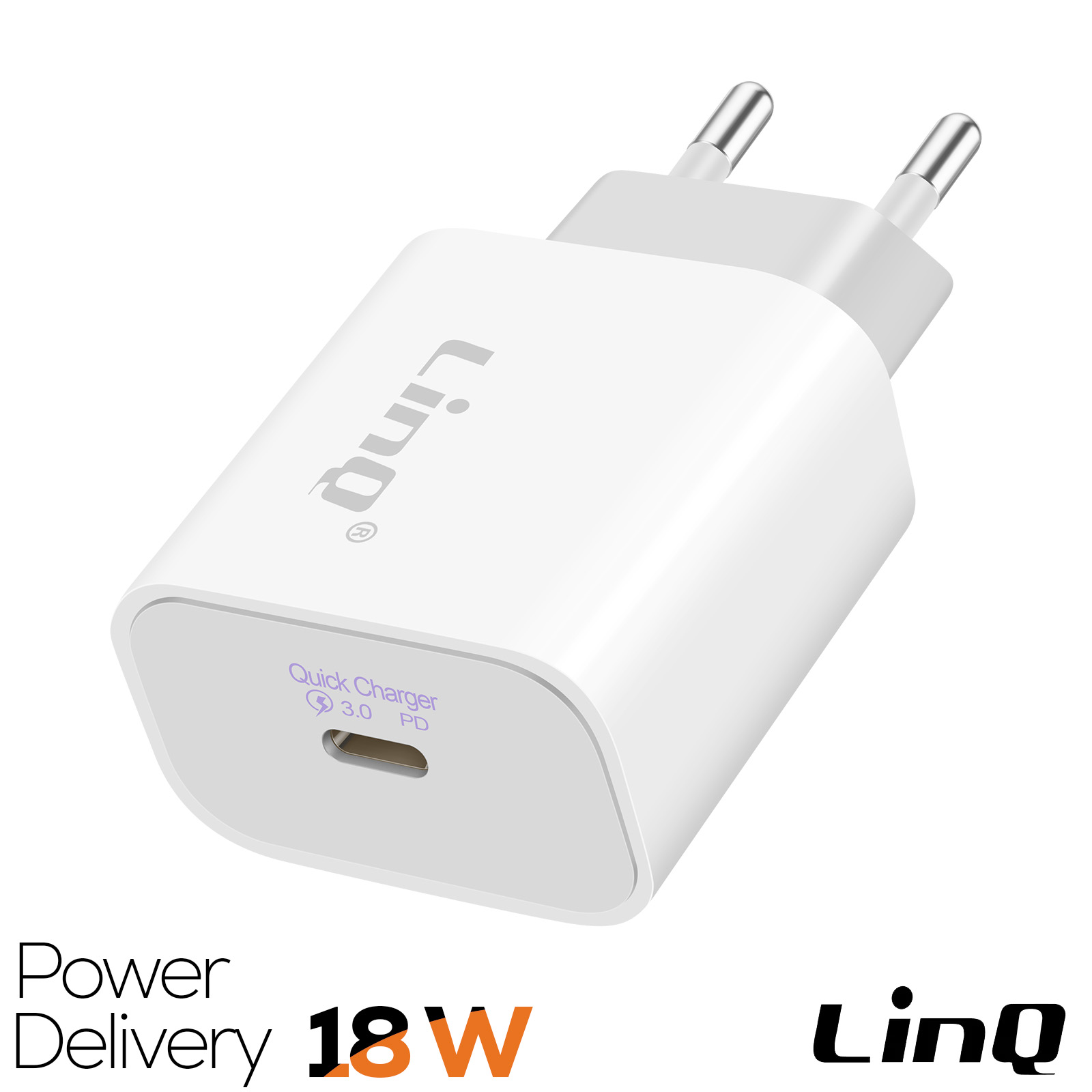 Caricabatterie Da Muro 18W PD USB-C Rapido, Adattatore Viaggio Universale Bianco - Foto 2