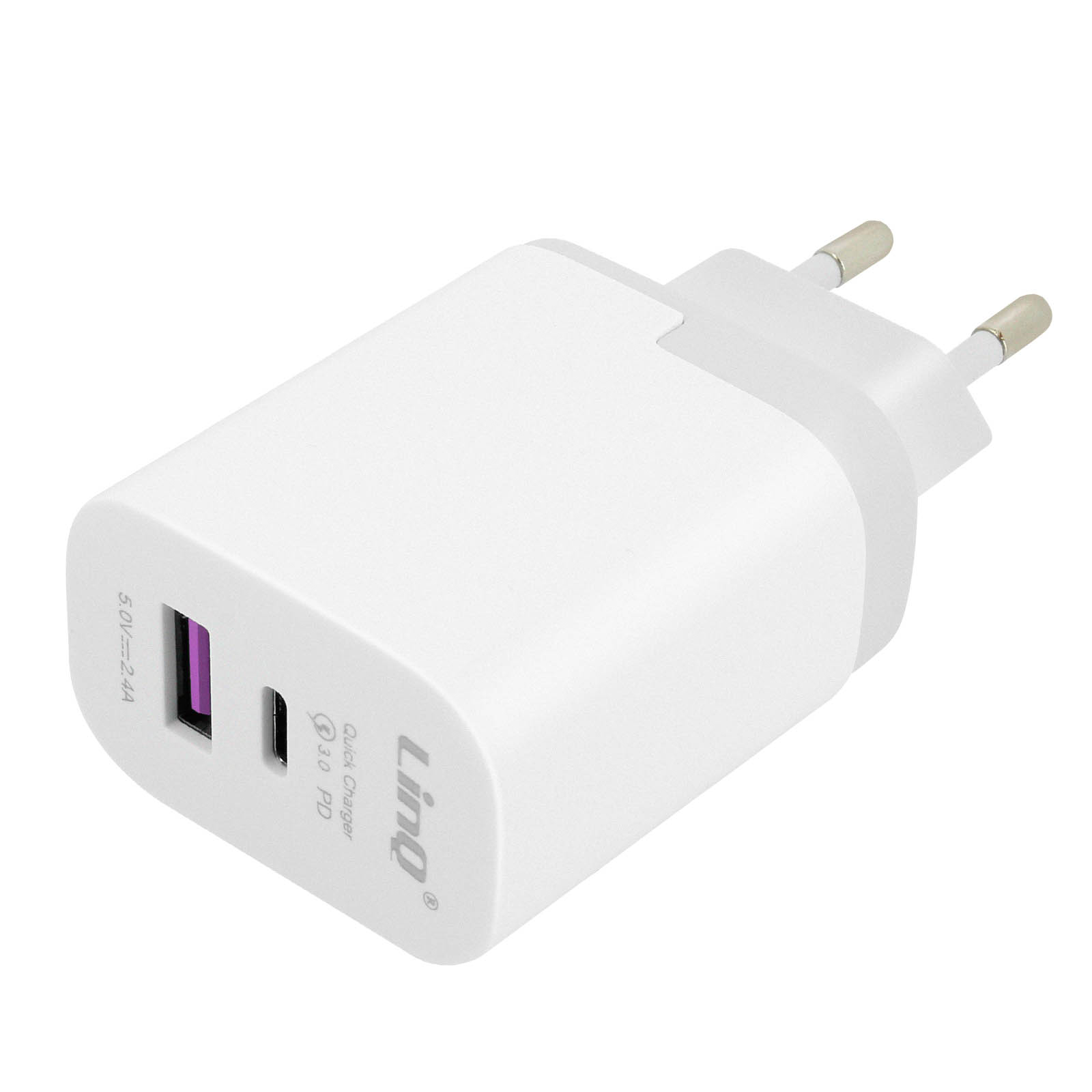 Caricabatterie USB Murale Veloce Quick Charge 3.0 - Porta Singola Con Cavo Opzionale (Tipo C, Lightning, Micro-USB)