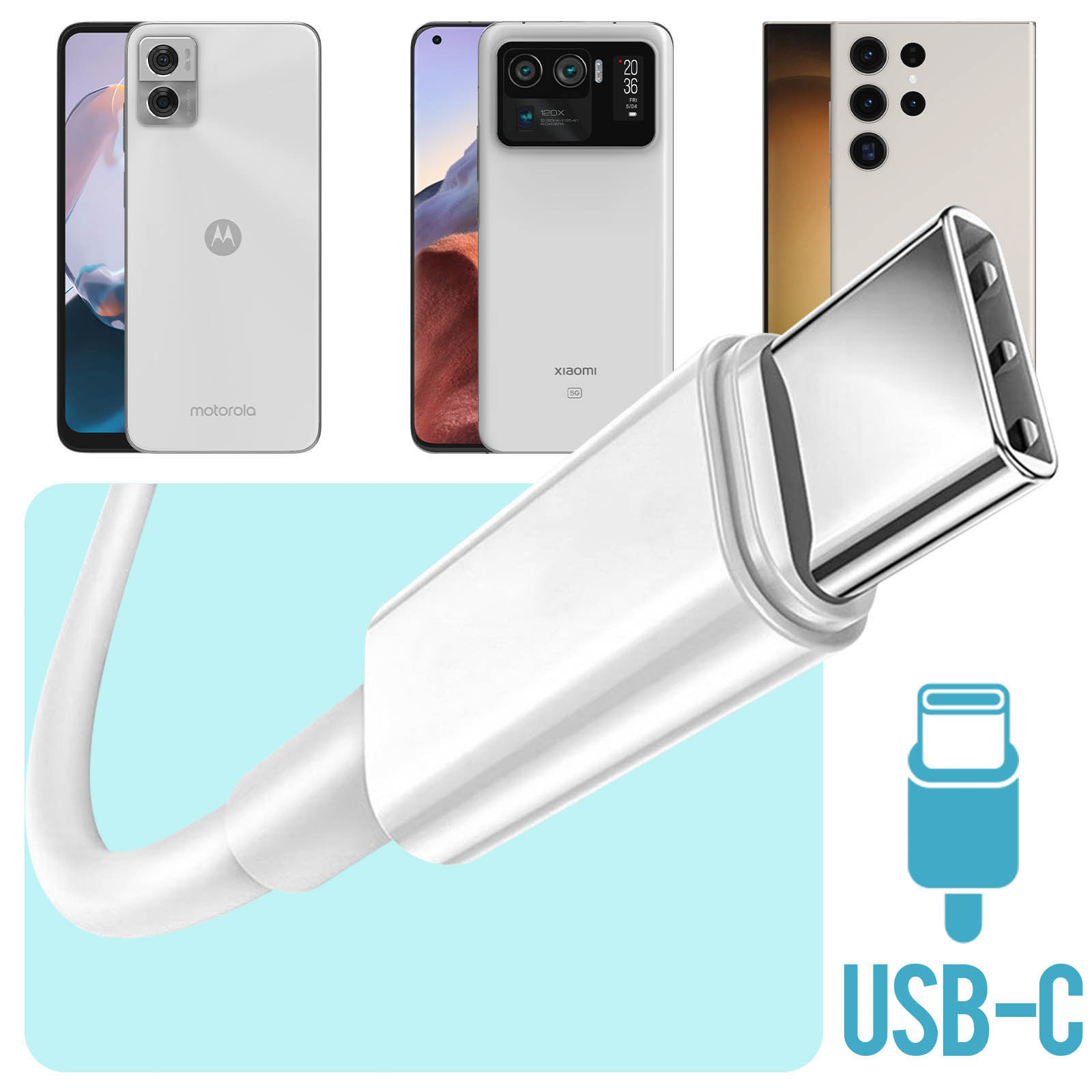 Chargeur Rapide 65W SUPERVOOC Pour Oppo - Avec Câble USB-C 2m - Compatible Find X7, X6, Reno Série, Etc.