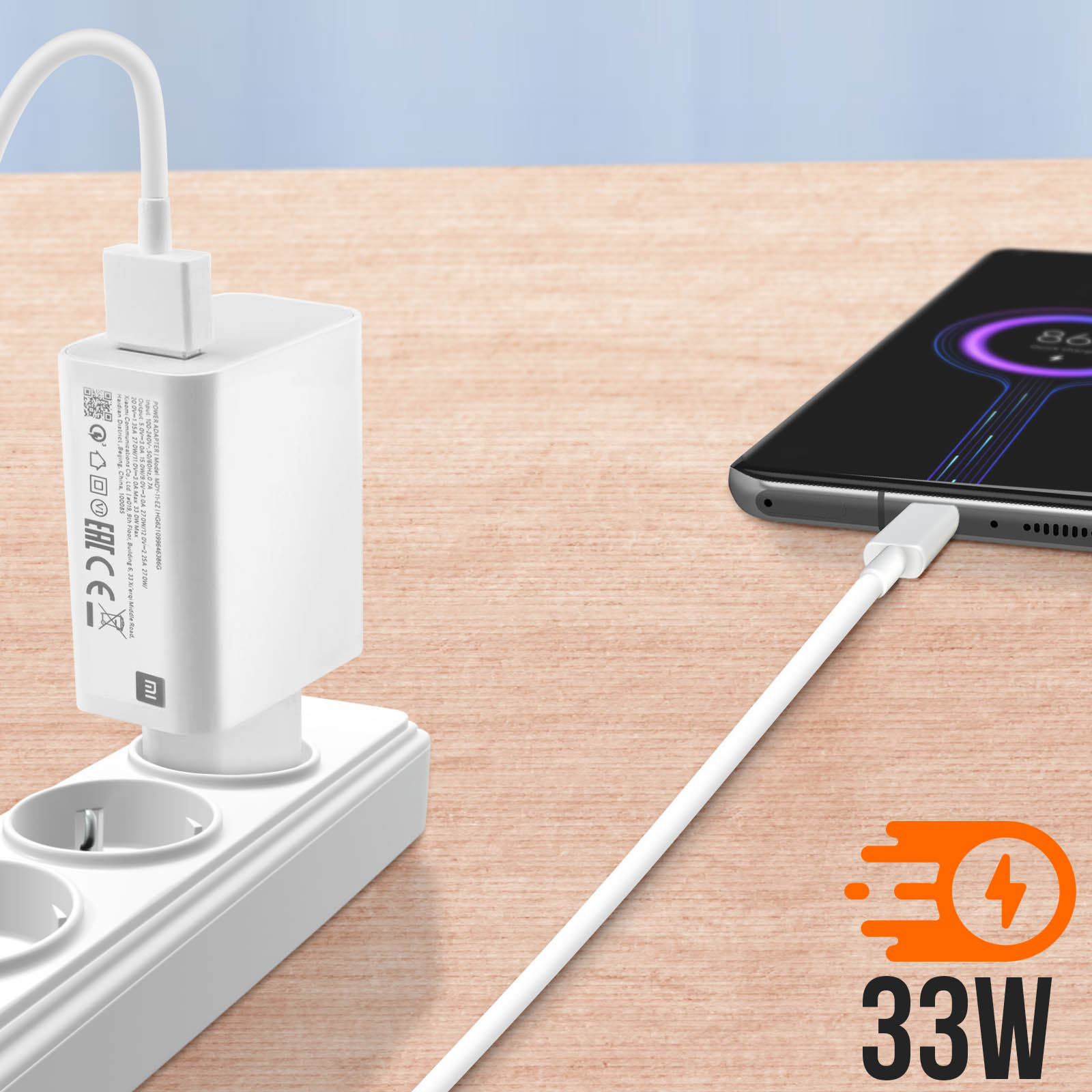 Caricatore Turbo Originale MDY-11-EZ 33W Con Cavo – Per Xiaomi Mi 10, Note 8 Pro, Note 9/9 Pro, Note 10