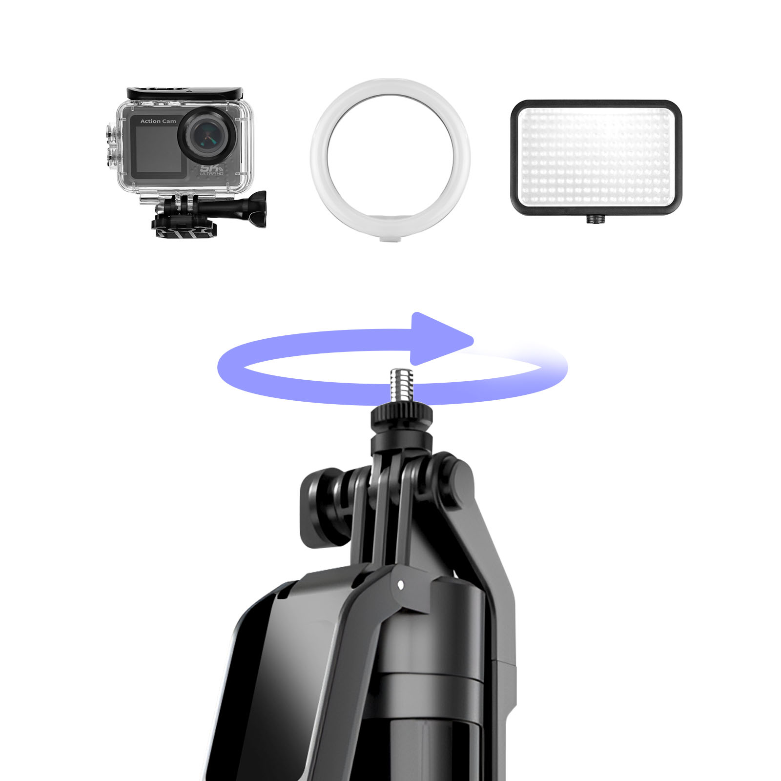 Andoer Perche à selfie - 180 cm - Trépied pour téléphone portable avec suivi automatique du visage - Rotation à 360° - Contrôle gestuel avec vis 1/4 - Déclencheur à distance pour Vlog, selfie