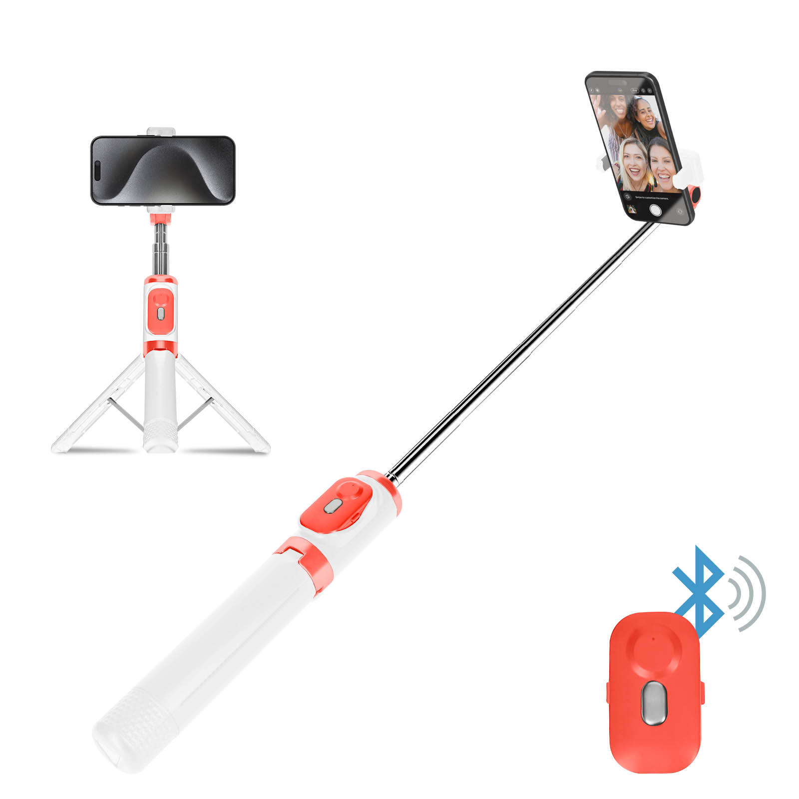Bastone Selfie Treppiede Con Telecomando Bluetooth – Telescopico Per Smartphone – Nero