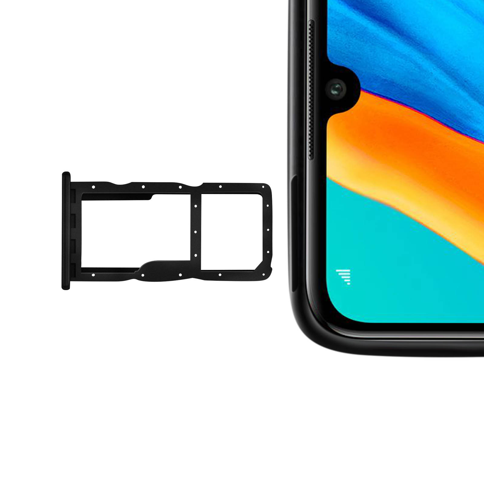 Tiroir adaptateur carte Sim + microSD - Noir p. Huawei P30 Lite