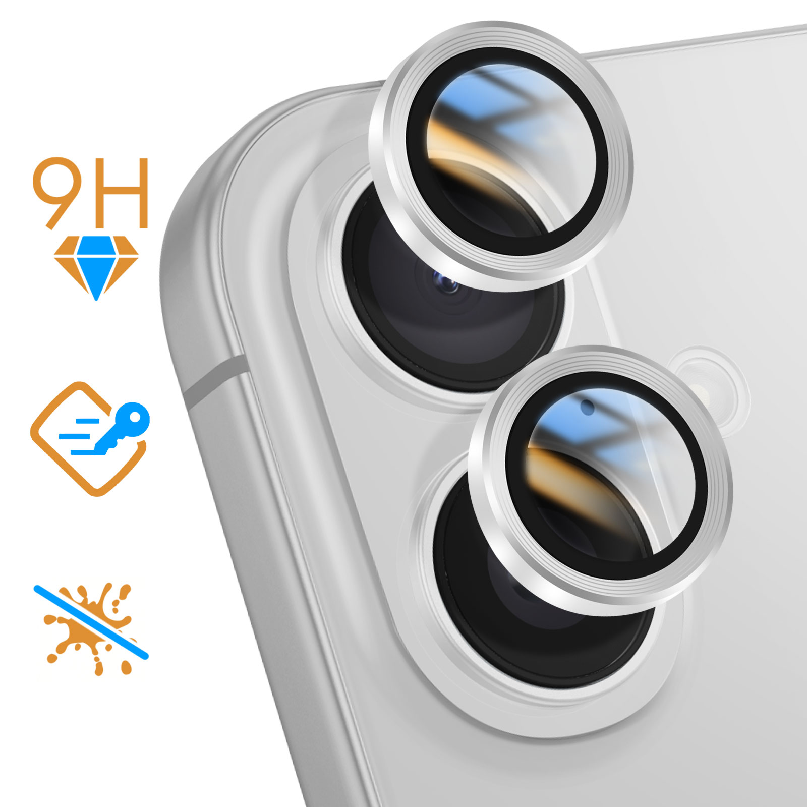 ZILZUFA Pacco da 3 Pellicola Fotocamera per iPhone 16 6,1 Pollici e iPhone 16 Plus 6,7 Pollici, 9H Vetro Temperato, Antigraffio, Non Influisce Sugli Scatti Notturni, HD Chiaro