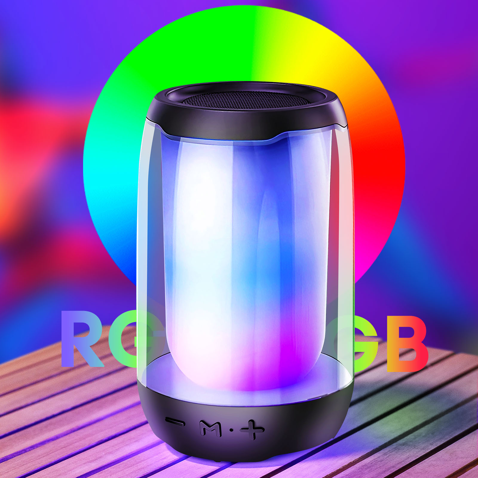 Altavoz inalámbrico portátil para exteriores con luz LED, minialtavoces BT imper