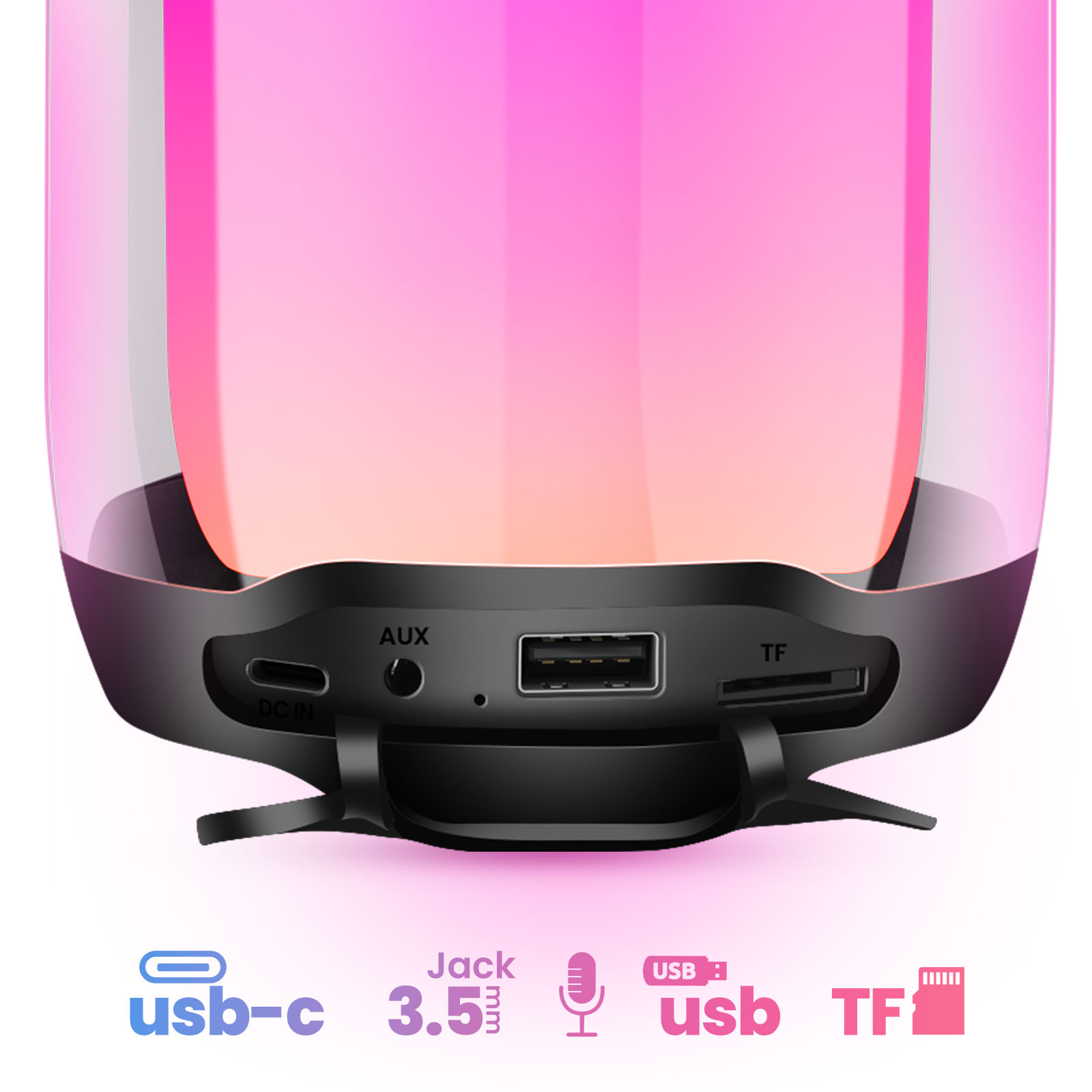 Cassa Bluetooth Portatile Wireless Con Luci RGB E Suono Stereo 3D - Impermeabile, TWS, Lunga Autonomia Per Festa E Outdoor - 3