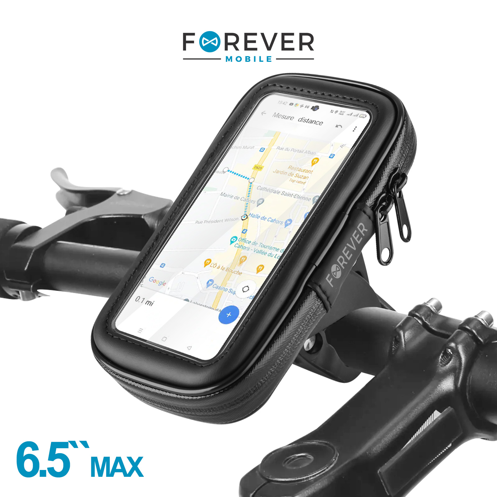 Wasserdichte Fahrradhalterung fr Smartphone bis 6,5'' Lenkerbefestigung -  Forever Schwarz - German
