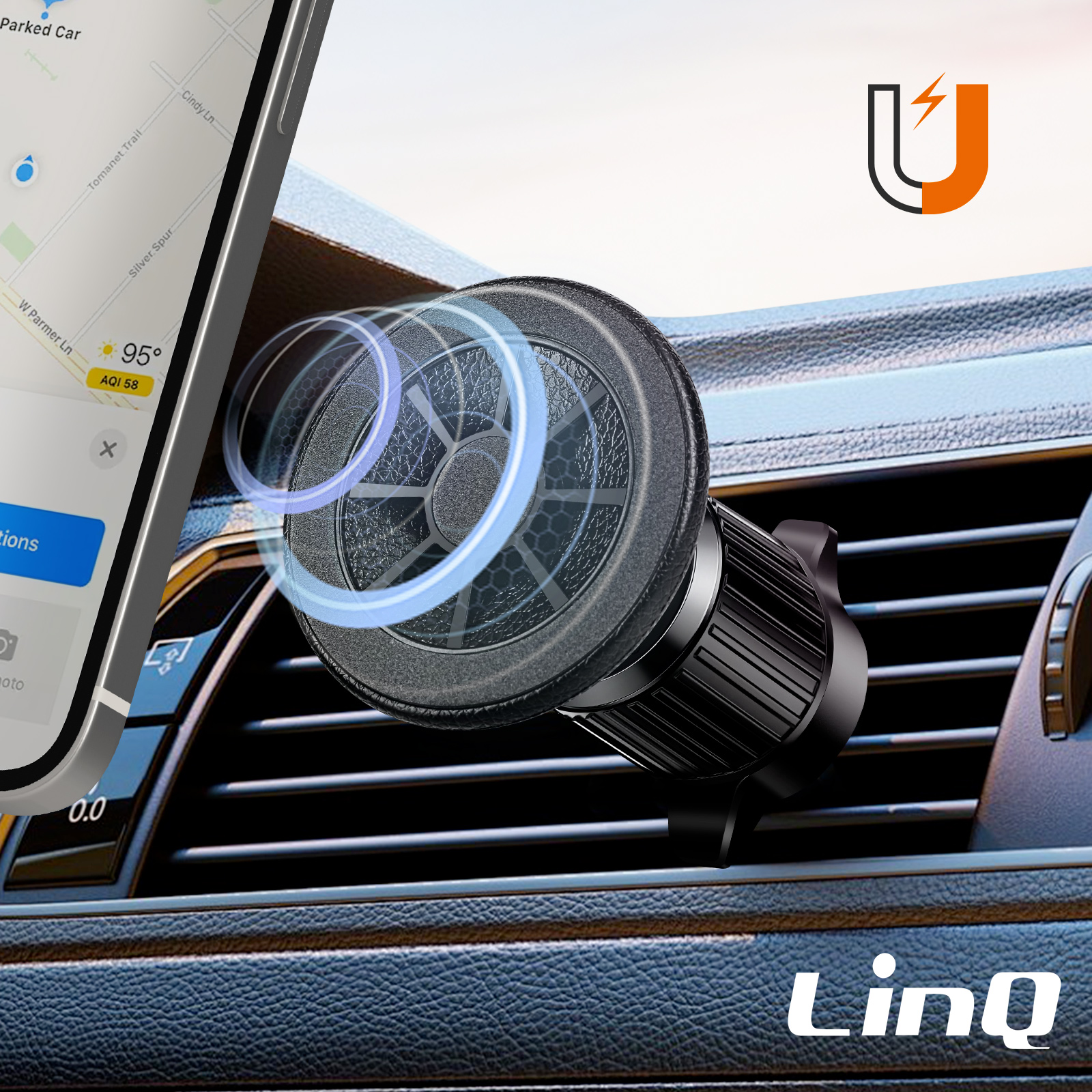Support Voiture MagSafe Fixation Grille d'aération Rotation 360° - LinQ ...