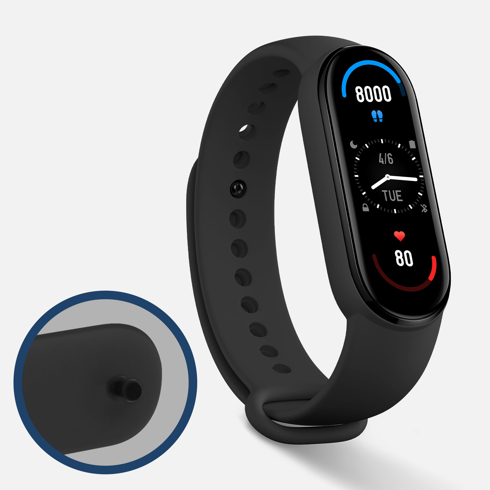 Bracelet De Rechange En Silicone Pour Xiaomi Mi Band 5/6/7 – Double Boucle, 210 Mm, Respirant