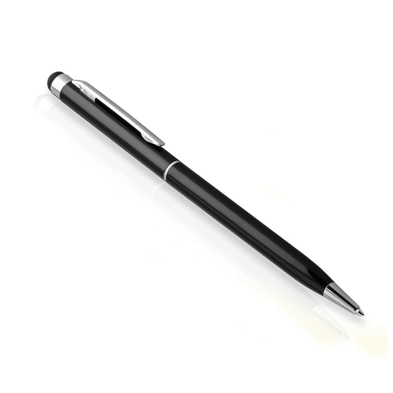 Penna 2 In 1 Ricaricabile: Penna A Sfera + Stilo Per Touchscreen (smartphone/tablet). Punta Media 0.5mm, Inchiostro Nero. Design Retrattile Con Finitura Morbida. Cristalli Vergini.