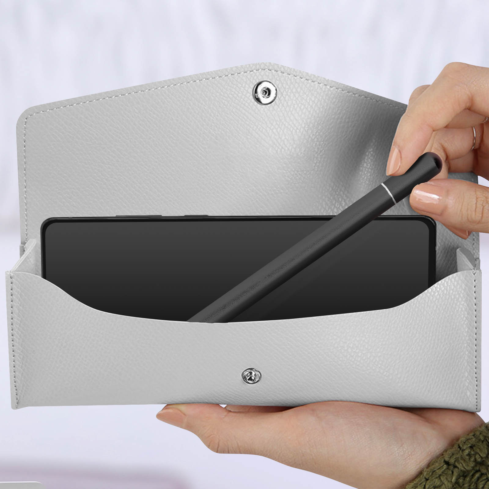 Pennino Facile Per Tablet E Smartphone, Punta Fine In Alluminio, Nero, Con Clip