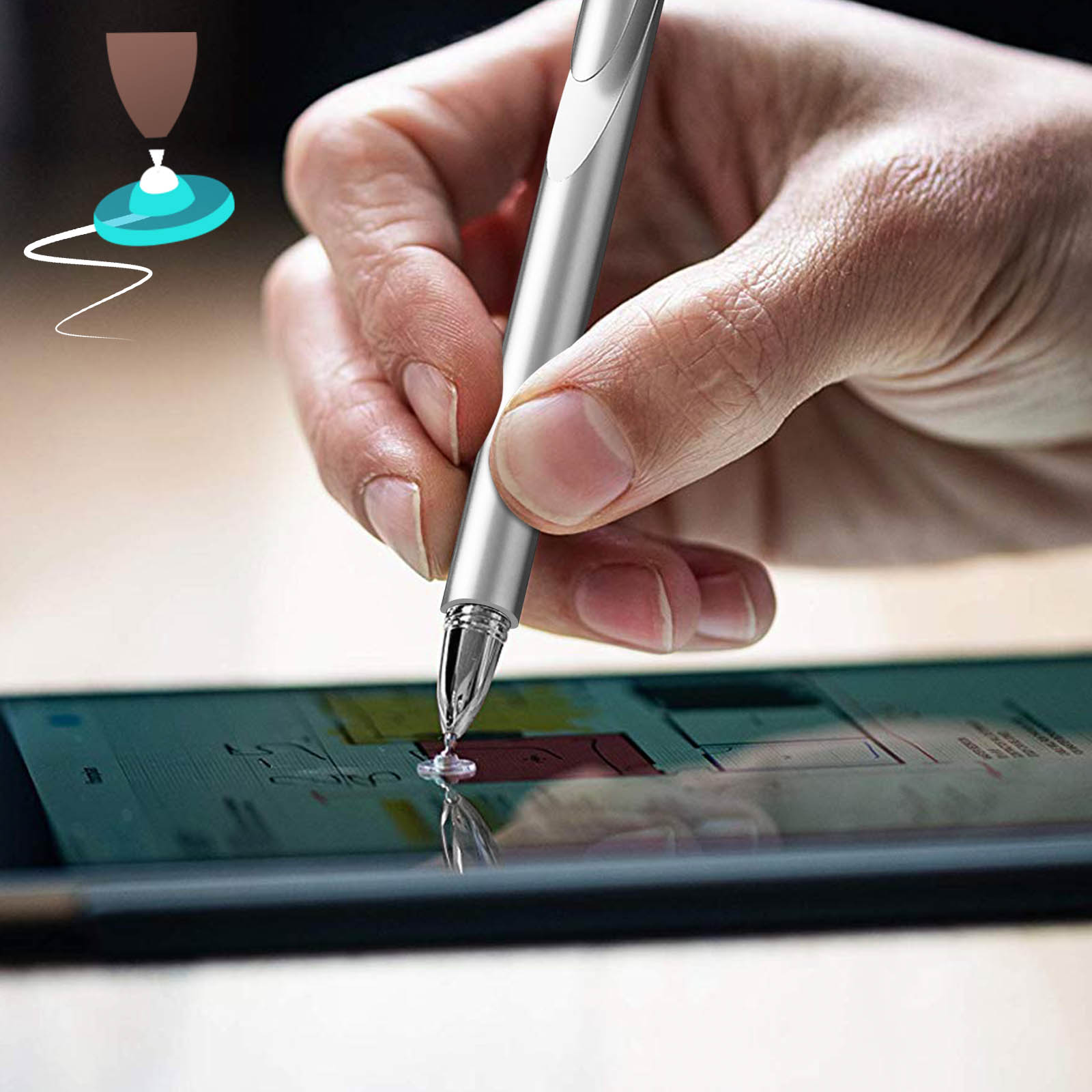 Sourcing Map 5 Penne Capacitive Retrattili In Metallo | Puntale In Silicone | Universali Per Touch Screen | Argento