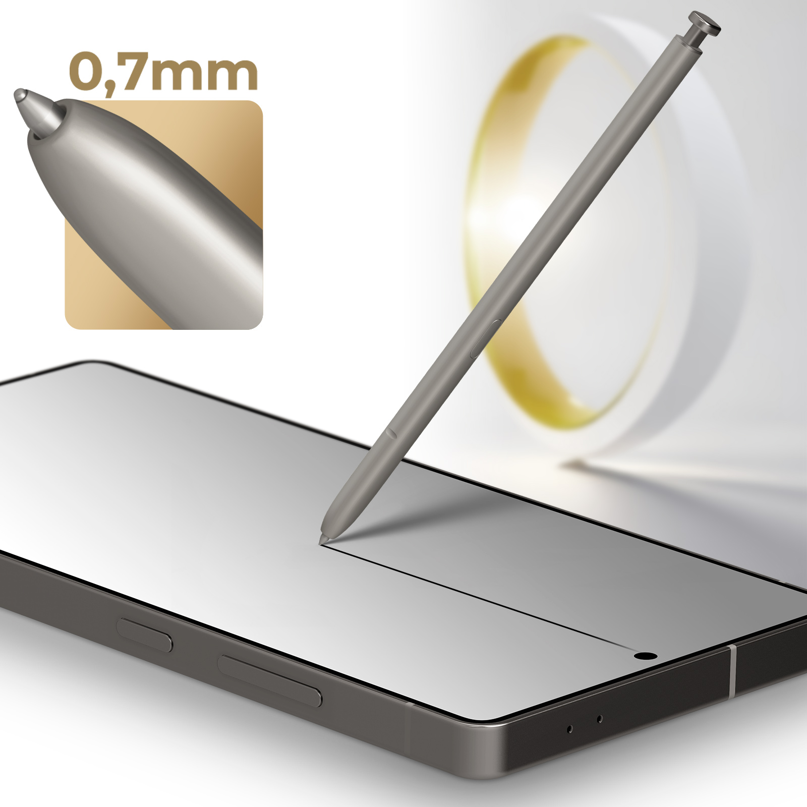 Lápiz Táctil De Repuesto Para S25 Ultra 5G – 4096 Niveles De Presión, Punta De 1.5mm, Color Gris Claro (Sin Bluetooth)