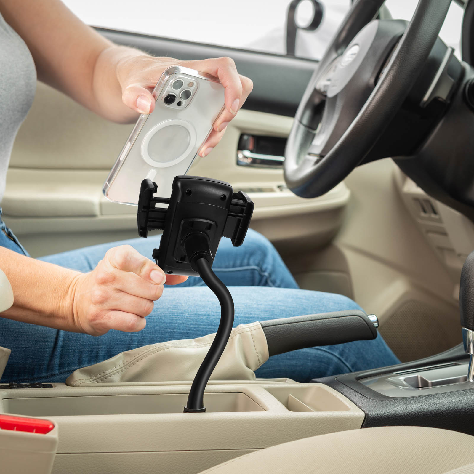 Support Voiture Smartphone Universel avec 2x Entres USB + Prise  Allume-cigare - Franais