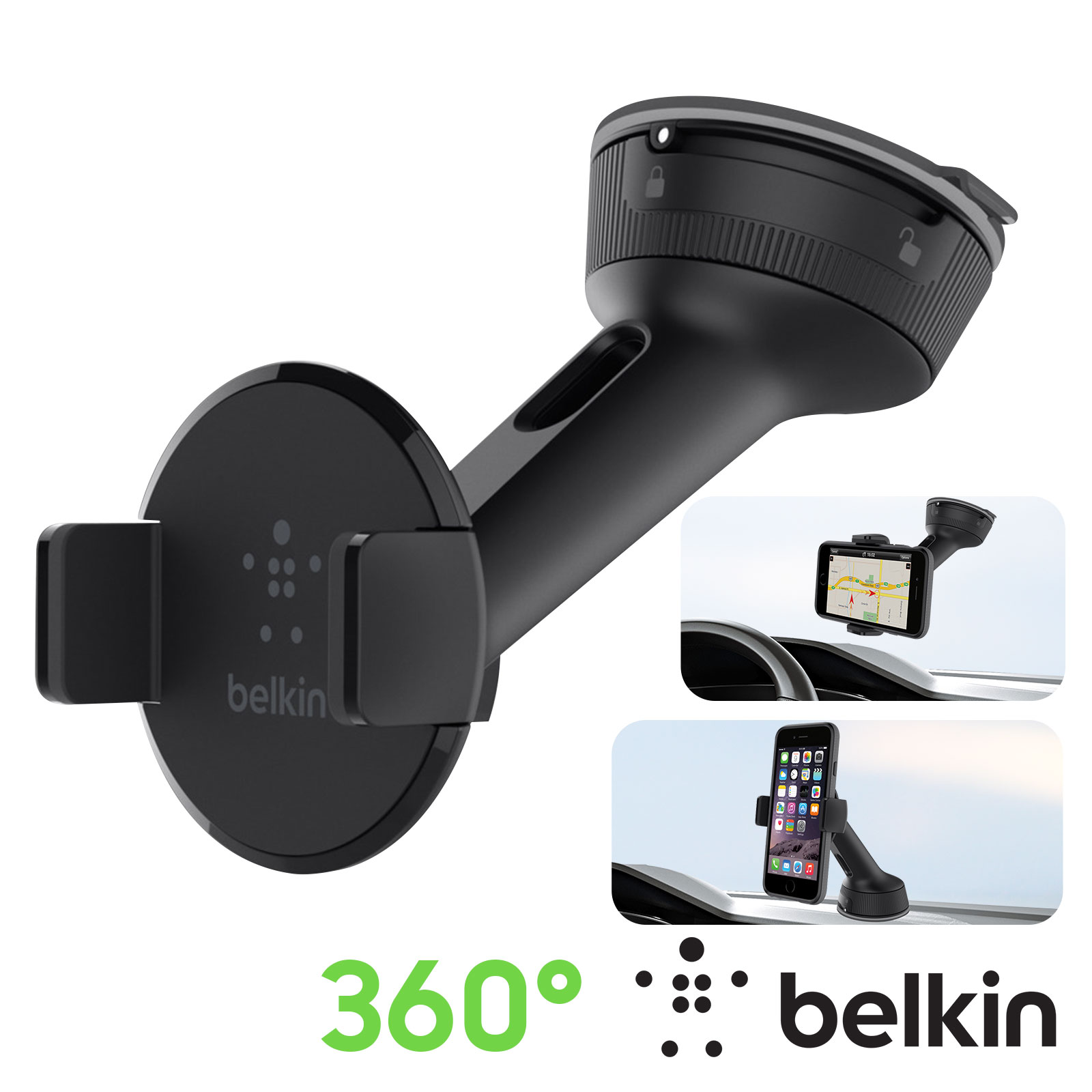 Supporto Universale Per Telefono In Auto, Rotazione A 360°, Si Attacca Al Cruscotto, Parabrezza O Bocchetta D’aria, Nero - Foto 2