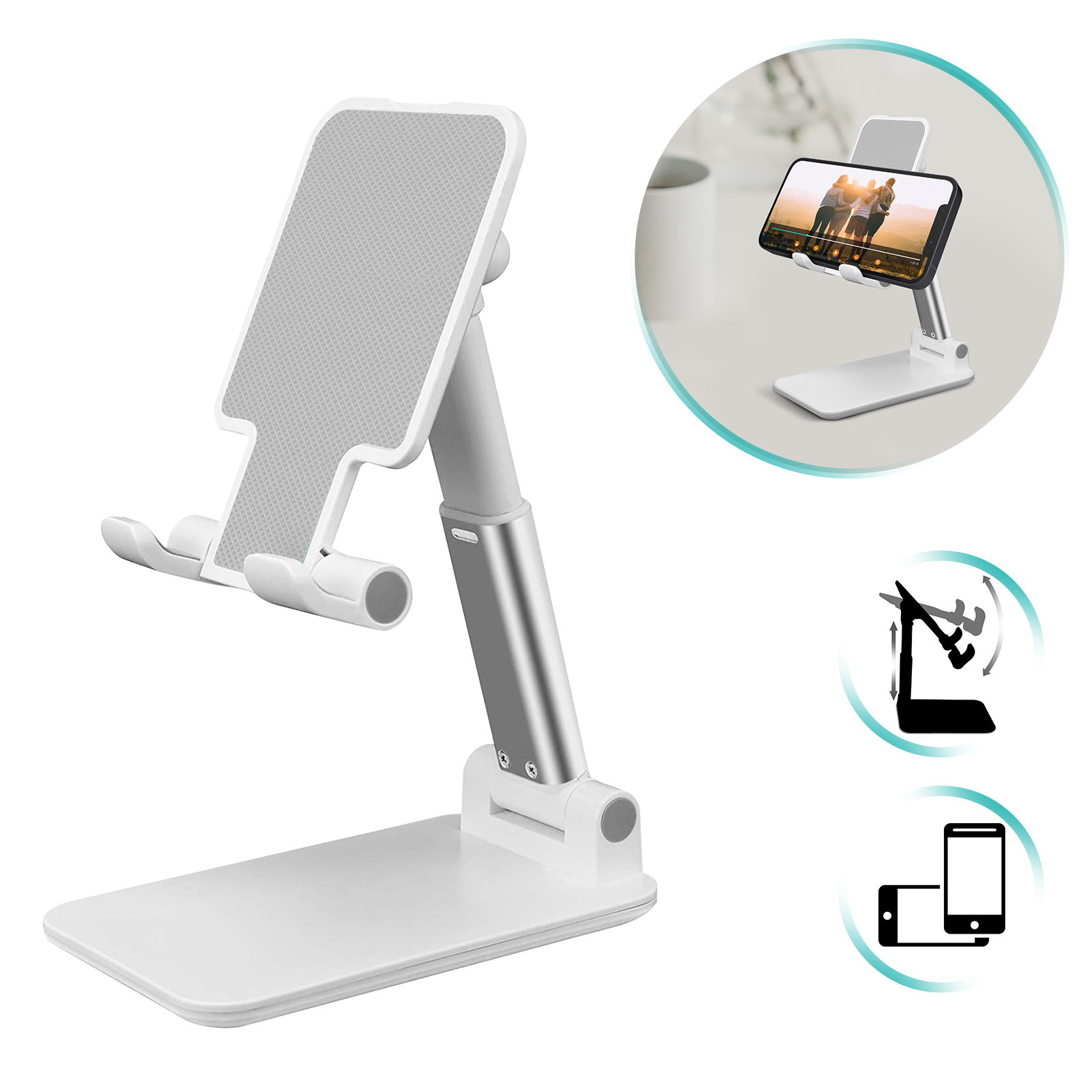Support De Téléphone/Aluminium Pliable - Design Carte, Décapsuleur Intégré, Pour Bureau Et Voyage - 6