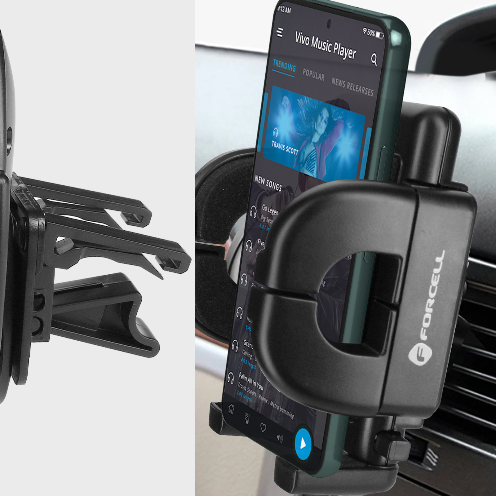 Porta Cellulare Auto Strass Donna - Supporto Telefono Adesivo Cristallo per Cruscotto e Bocchette Aria (Bianco