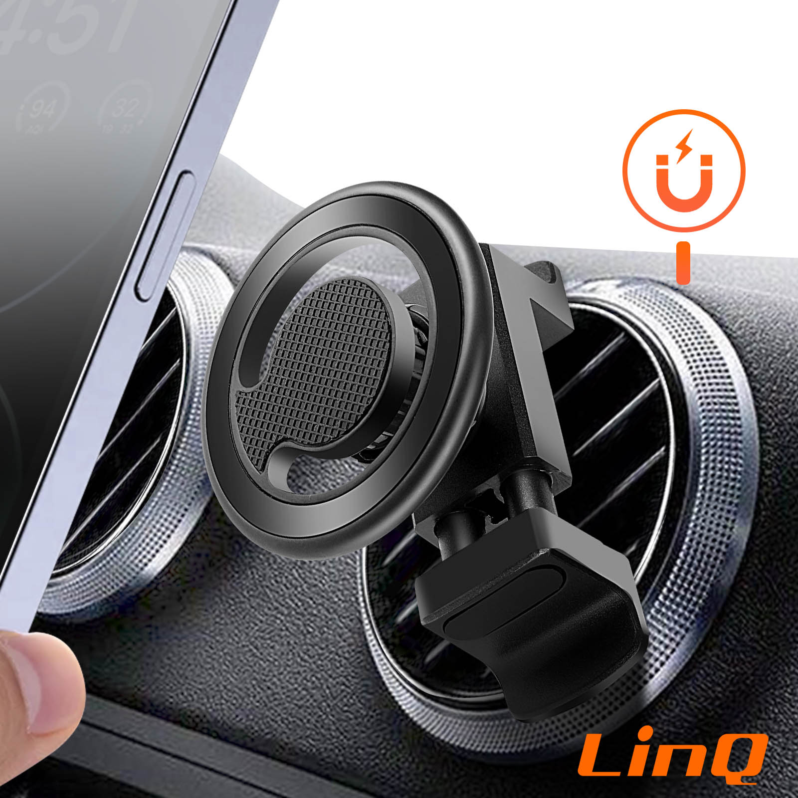 SUPPORT VOITURE GRILLE AERATION NOIR - POUR SMARTPHONE 6.8
