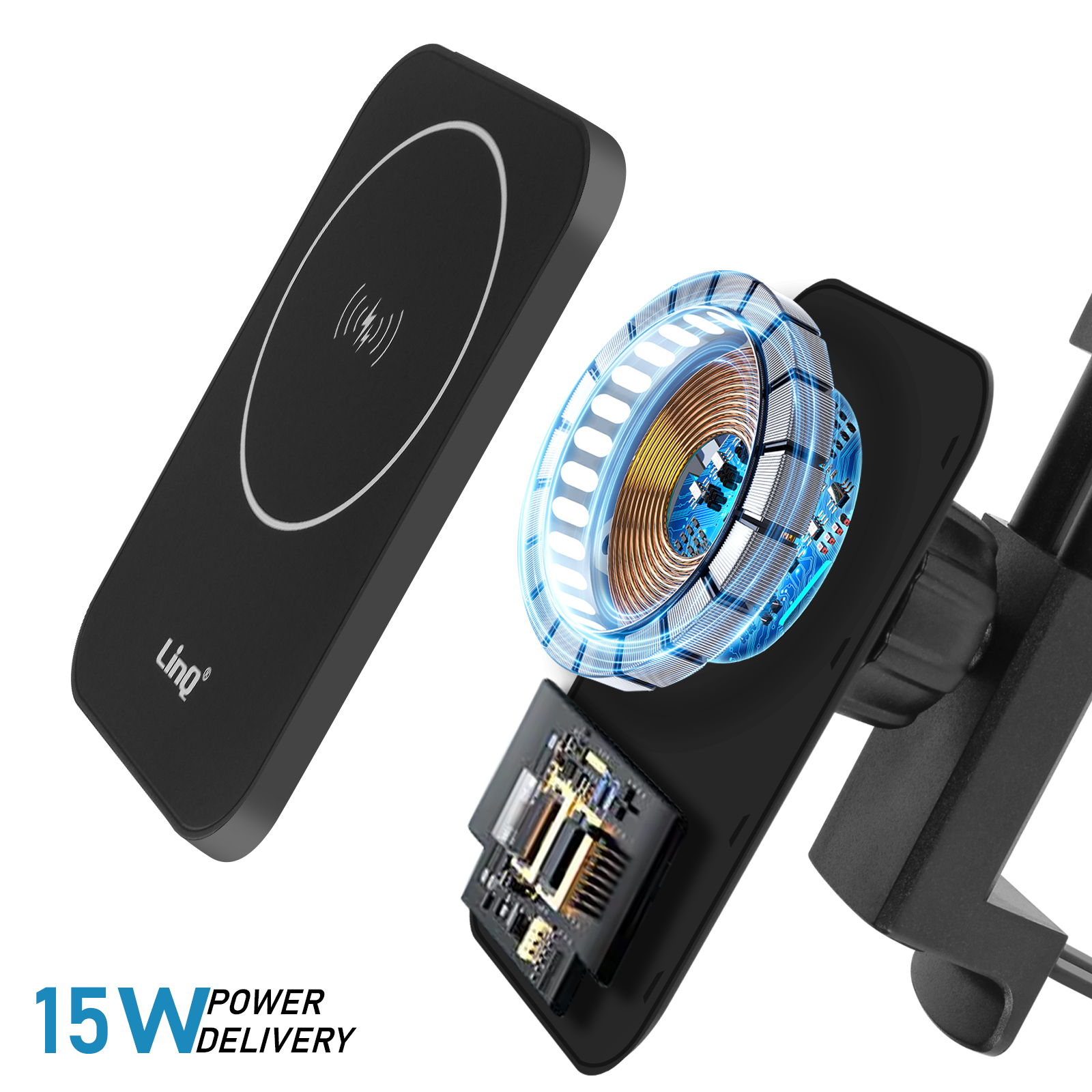 Support Magnétique Téléphone Voiture Pour Bouche D'air Ronde - Compatible MagSafe Et Android, Rotation 360°, Fixation Stable