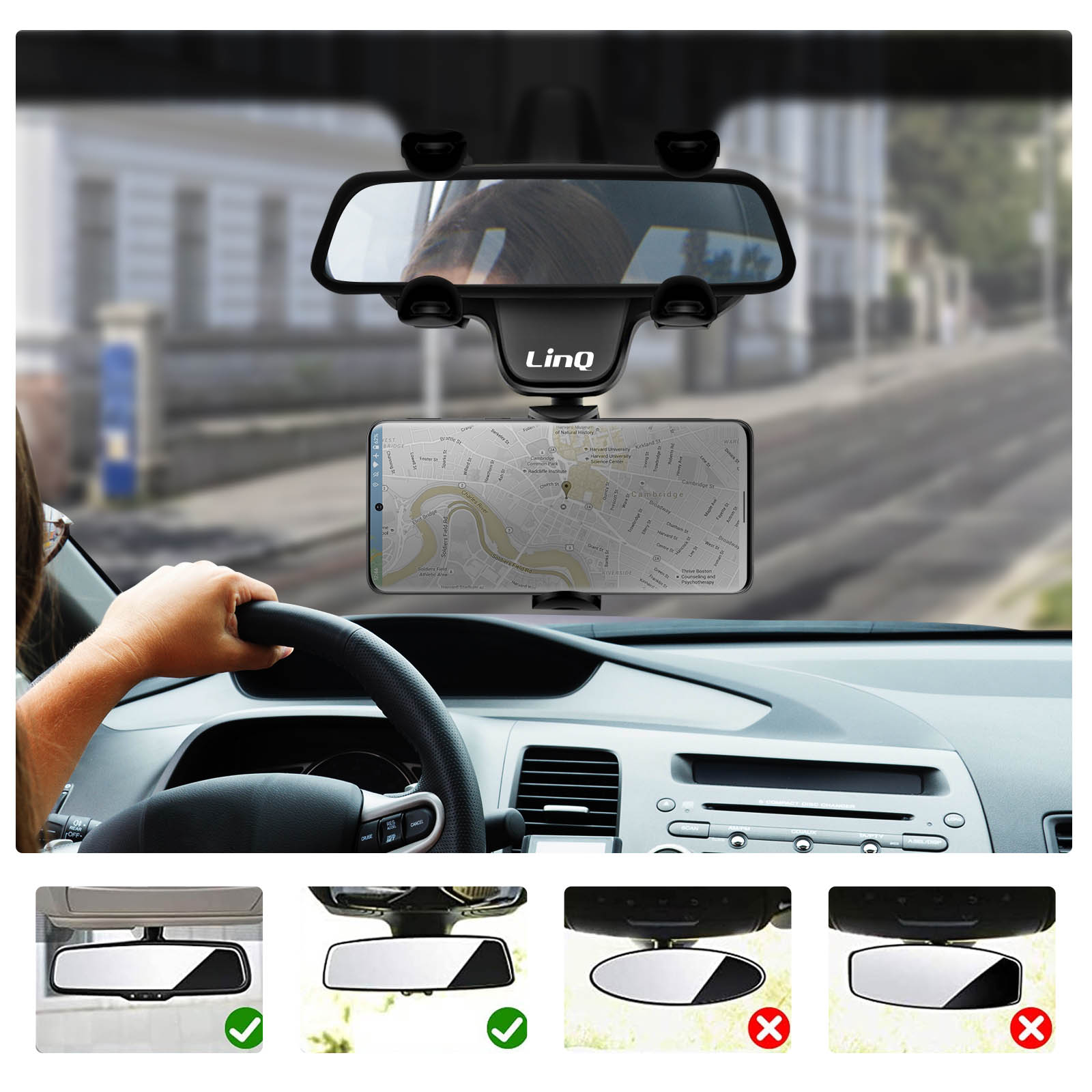 Support Téléphone Voiture Alogie – Fixation Sur Rétroviseur – Universel – Noir