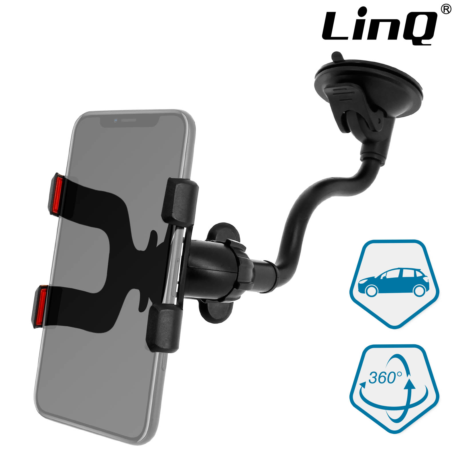 Supporto Auto Smartphone Professionale Ventosa Gel e Braccio Telescopico