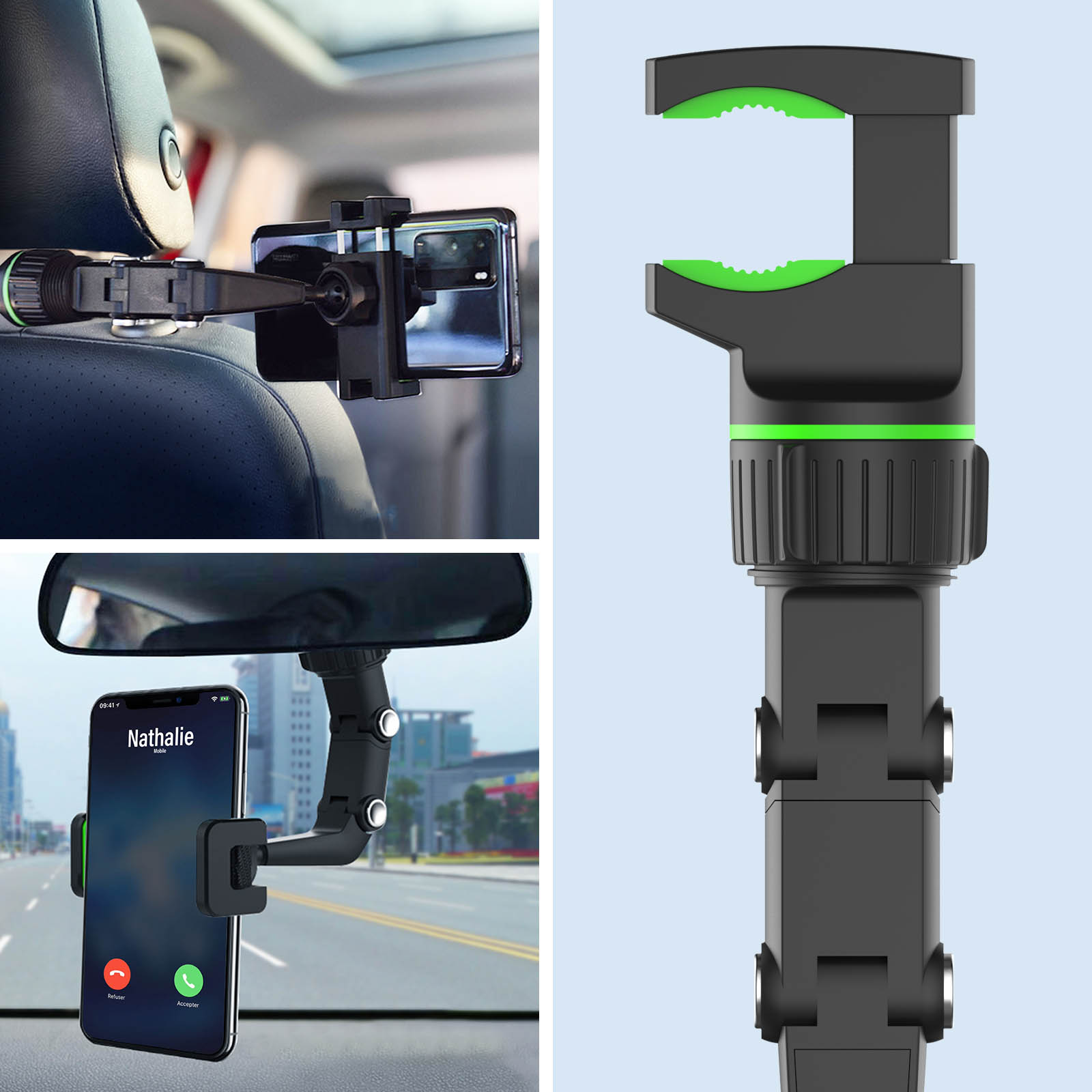 Support Téléphone/tablette Universel Pour Appui-tête De Voiture - Rotation 360°, Compatible 10-28 Cm