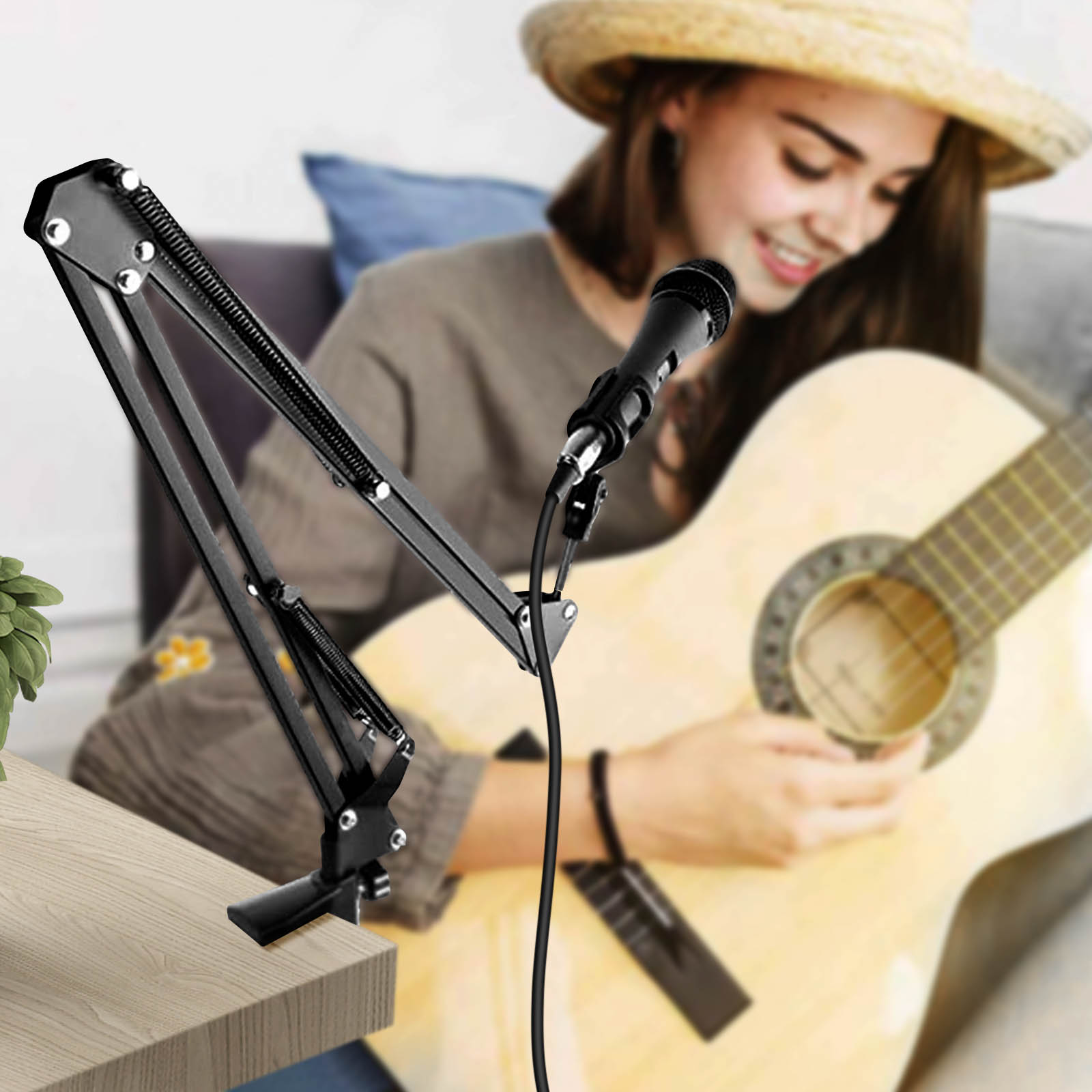 Support De Micro Pour Cou Réglable En Métal - Stable & Portable Pour Discours, Chant Et Présentations