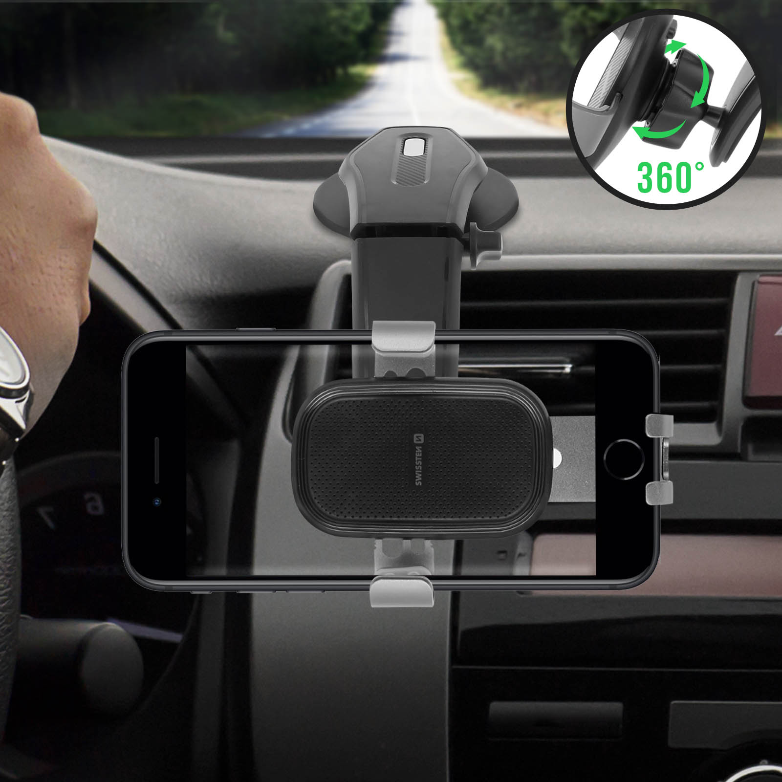 Support Téléphone Voiture à Gravité 360° - Bras Fort, Caoutchouc Antidérapant, Angle Réglable, Compatible Avec La Plupart Des Smartphones