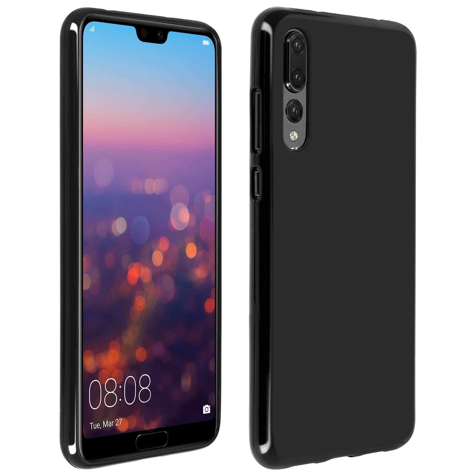 MyGadget Cover per Huawei P20 Pro - Custodia con Corda - Case con Cordino Trasparente Antiurto | Bumper con Laccio | Tracolla - Practical Stylish - Nero